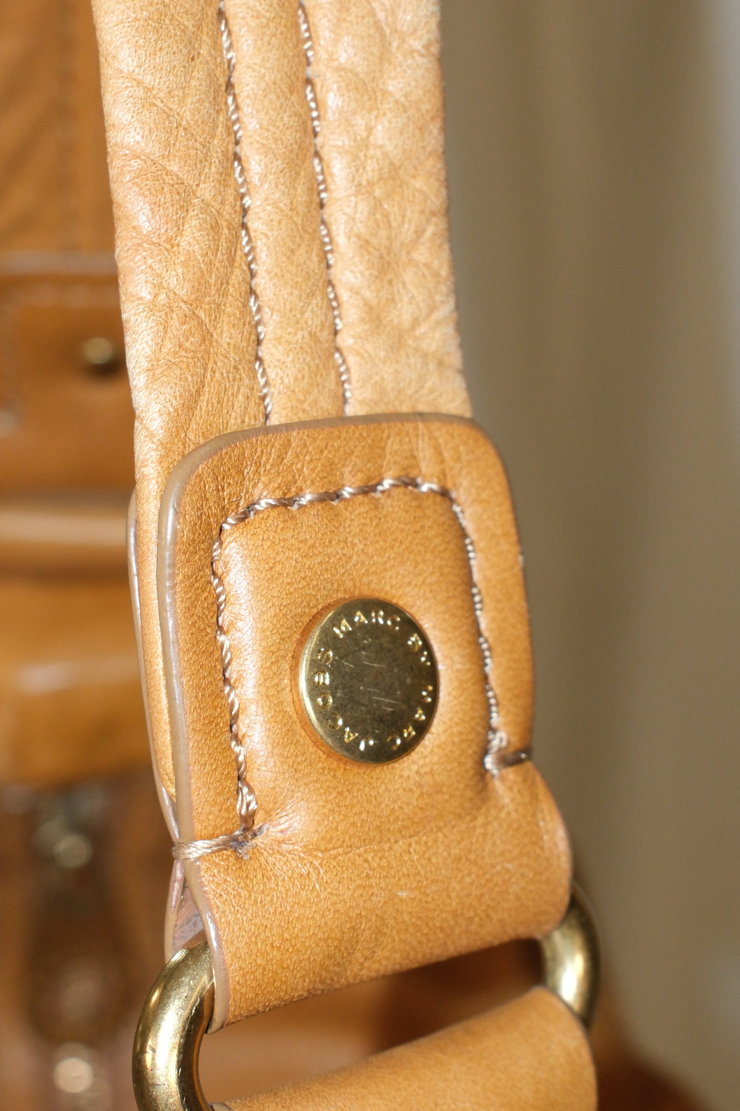 Marc Jacobs Camel Leather Shoulder Bag in Moon Shape