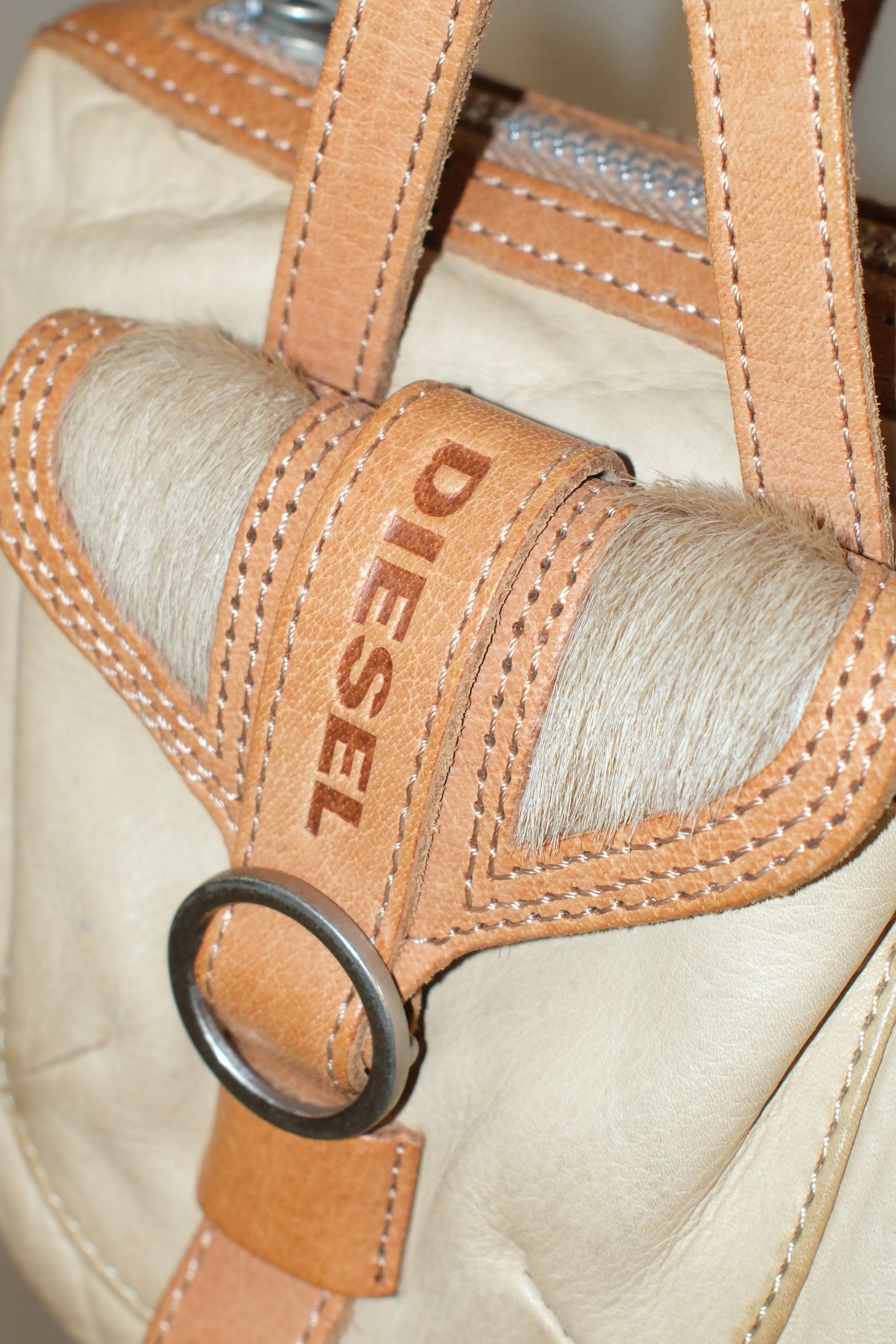 Rare early 2005 Diesel Leather And Fur Militants Shoulder Bag