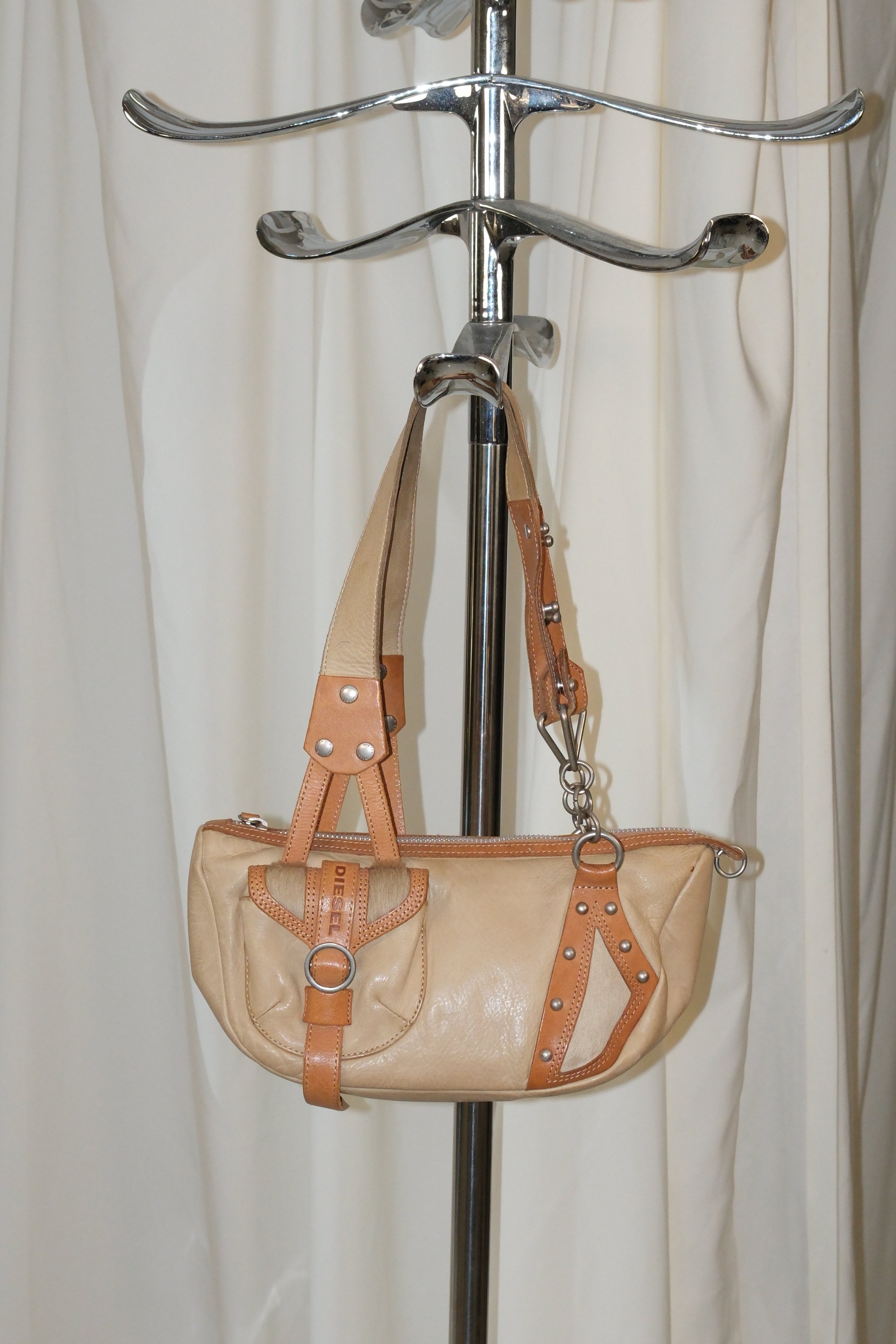 Rare early 2005 Diesel Leather And Fur Militants Shoulder Bag