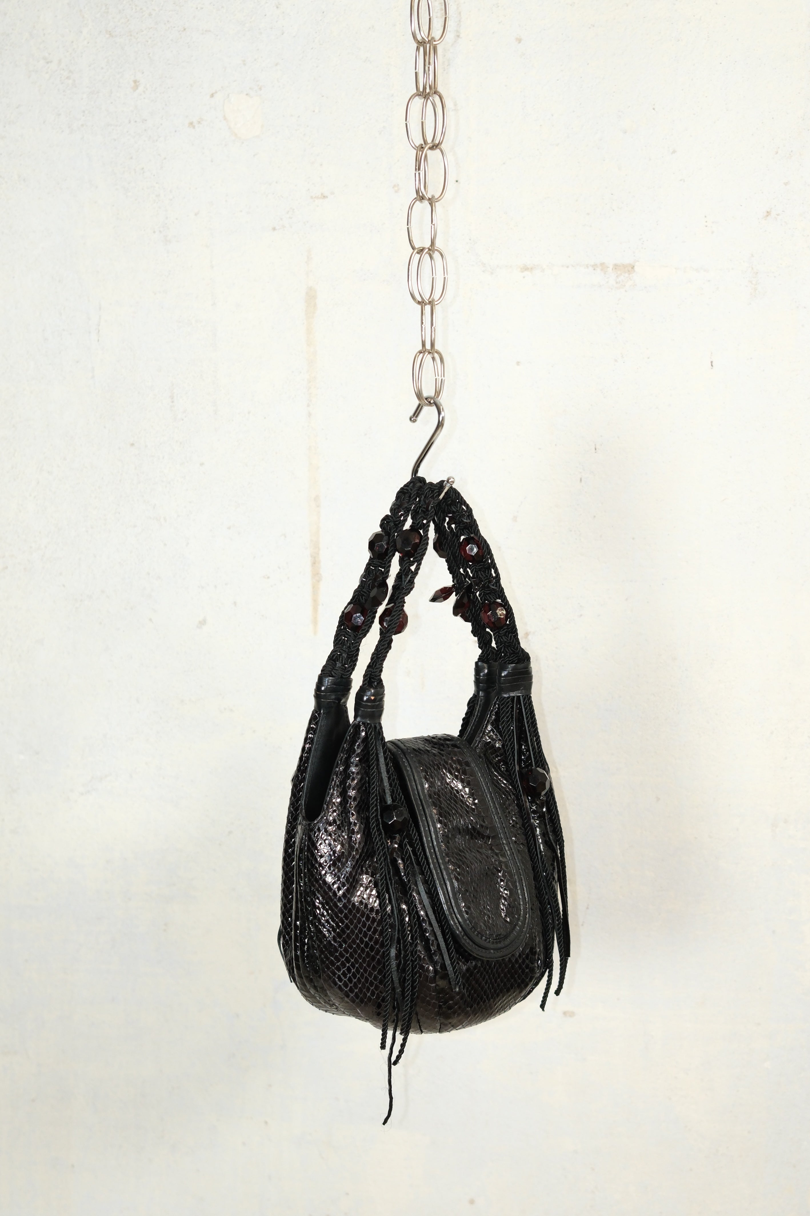 FRANCESCO BIASIA BEADED LEATHER EVENING BAG