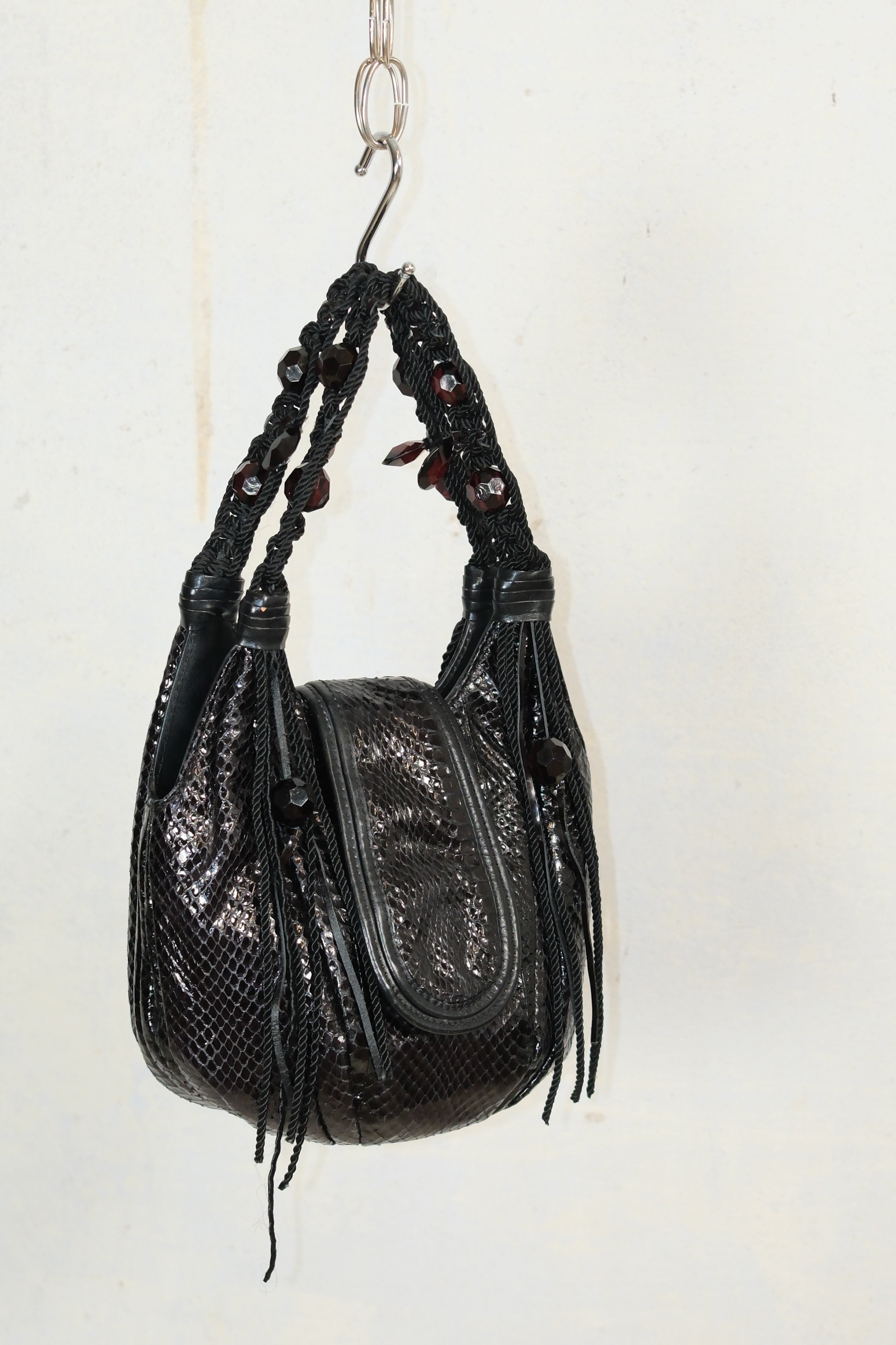 FRANCESCO BIASIA BEADED LEATHER EVENING BAG