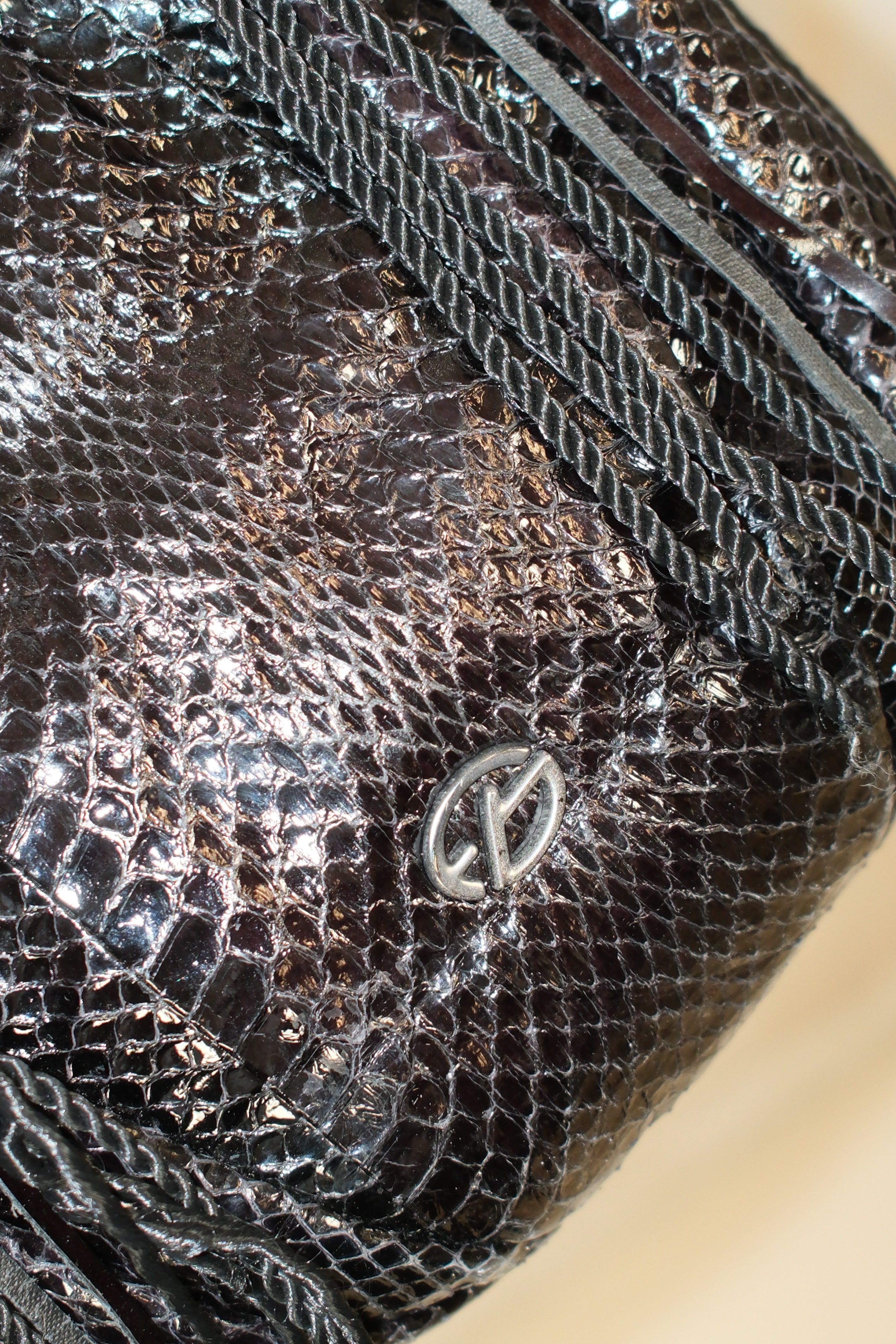 FRANCESCO BIASIA BEADED LEATHER EVENING BAG