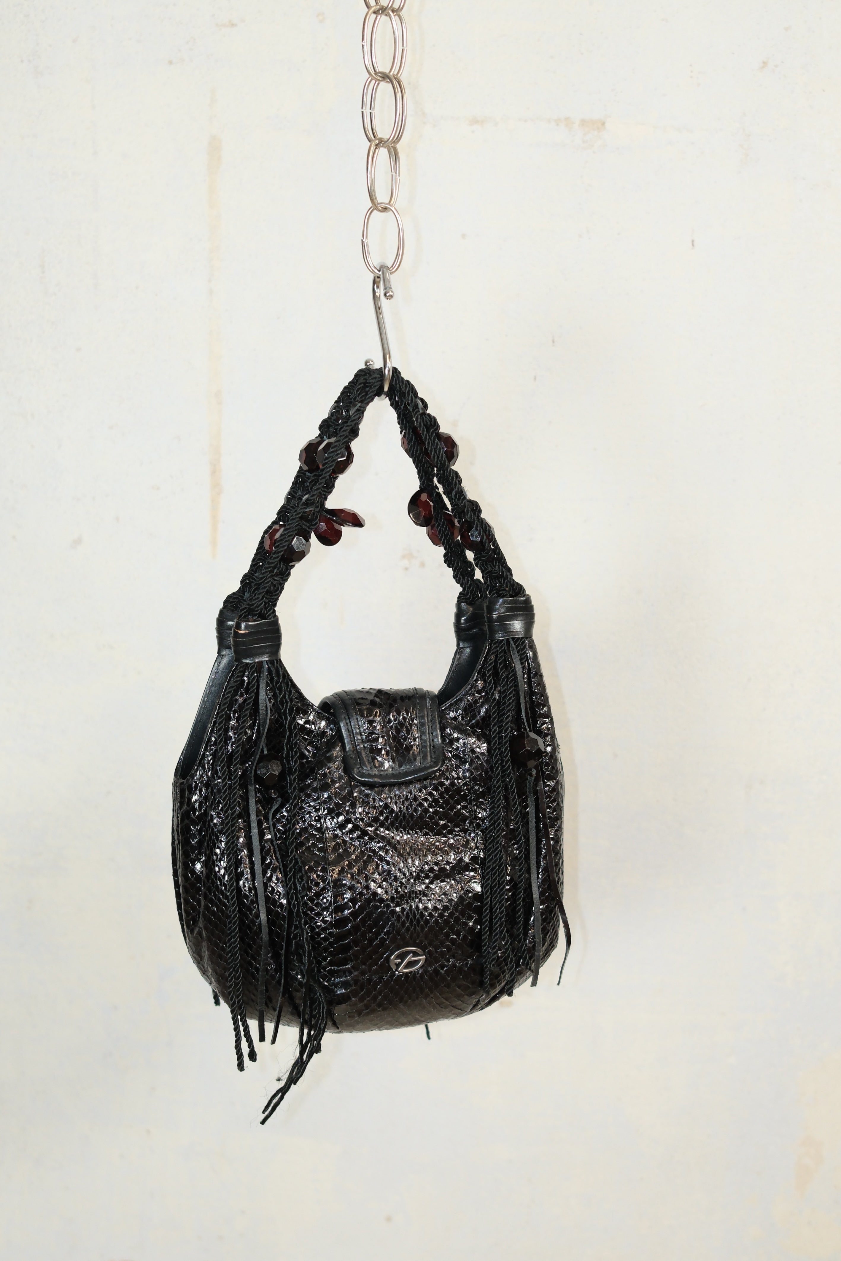 FRANCESCO BIASIA BEADED LEATHER EVENING BAG