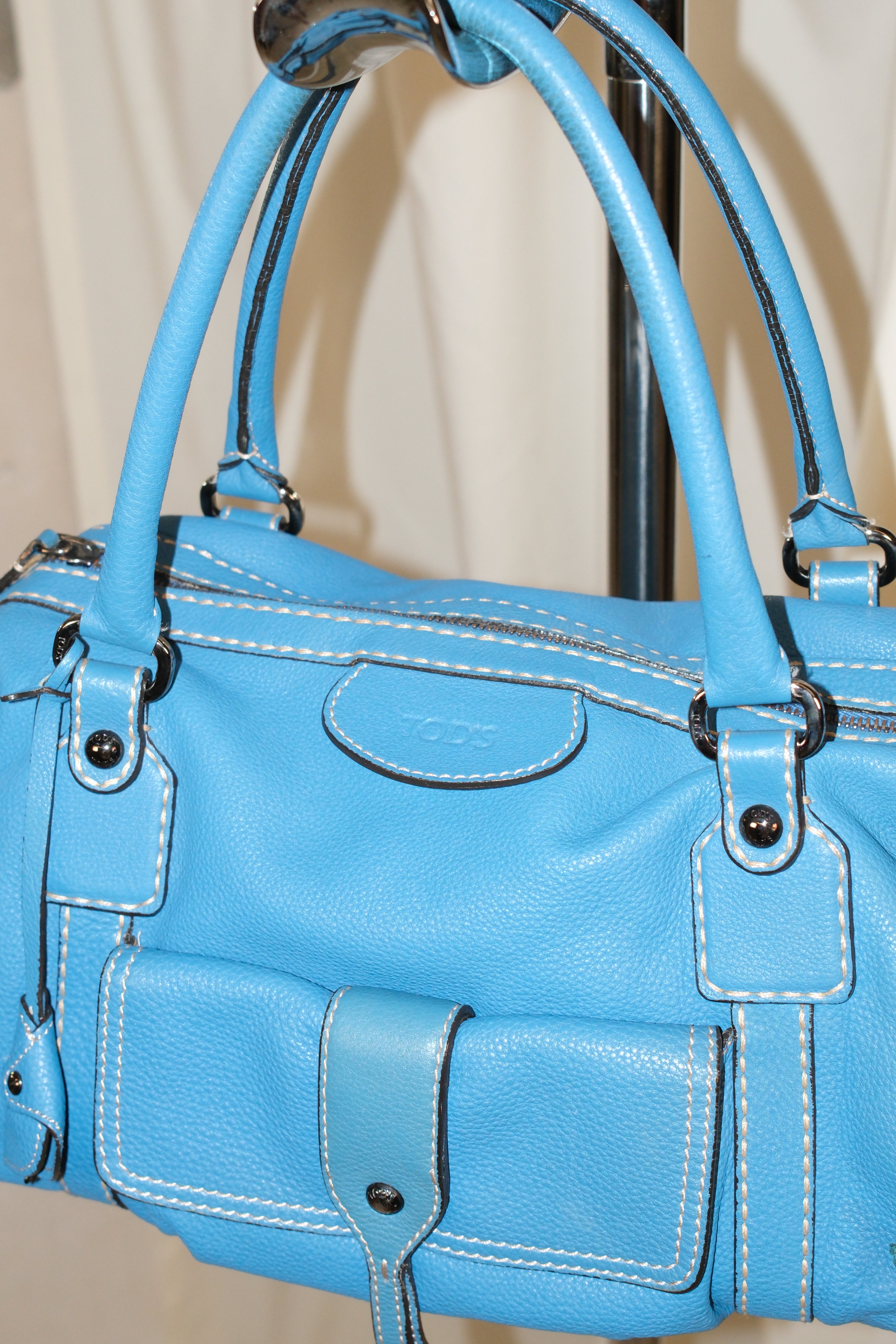 Tod's Ocean Blue Leather Handbag