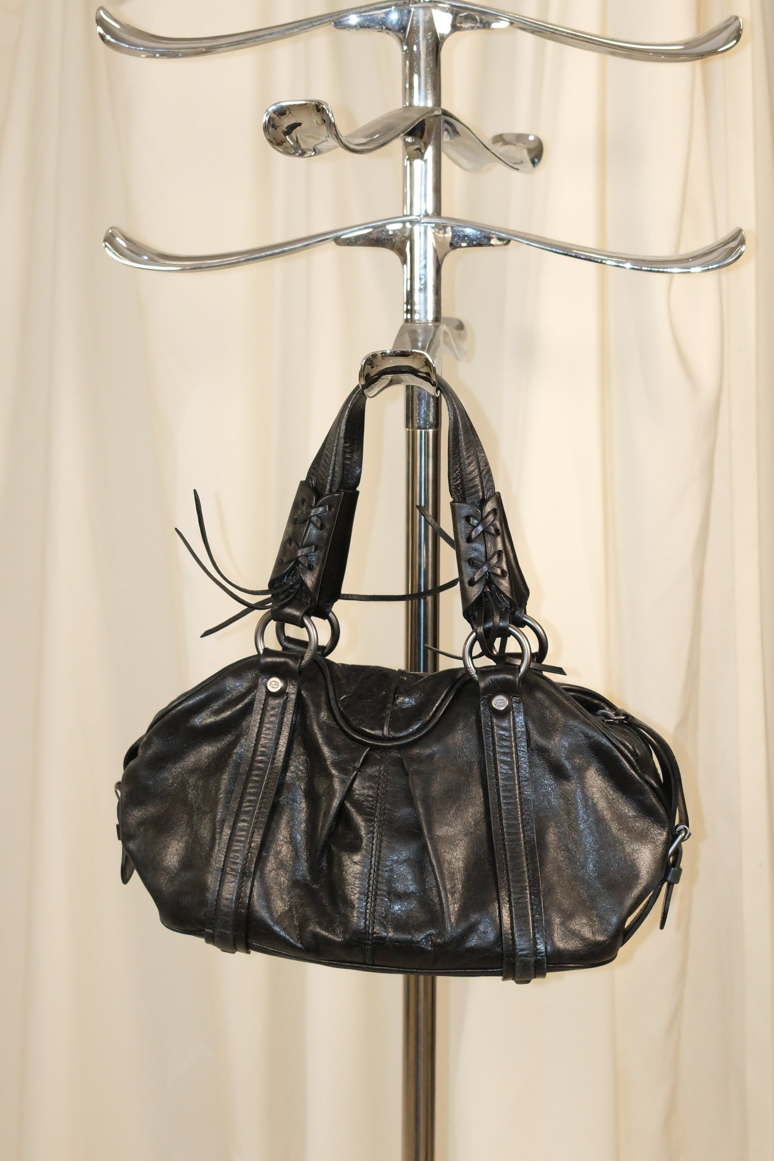 Francesco Biasia Black Puffy Shoulder Bag