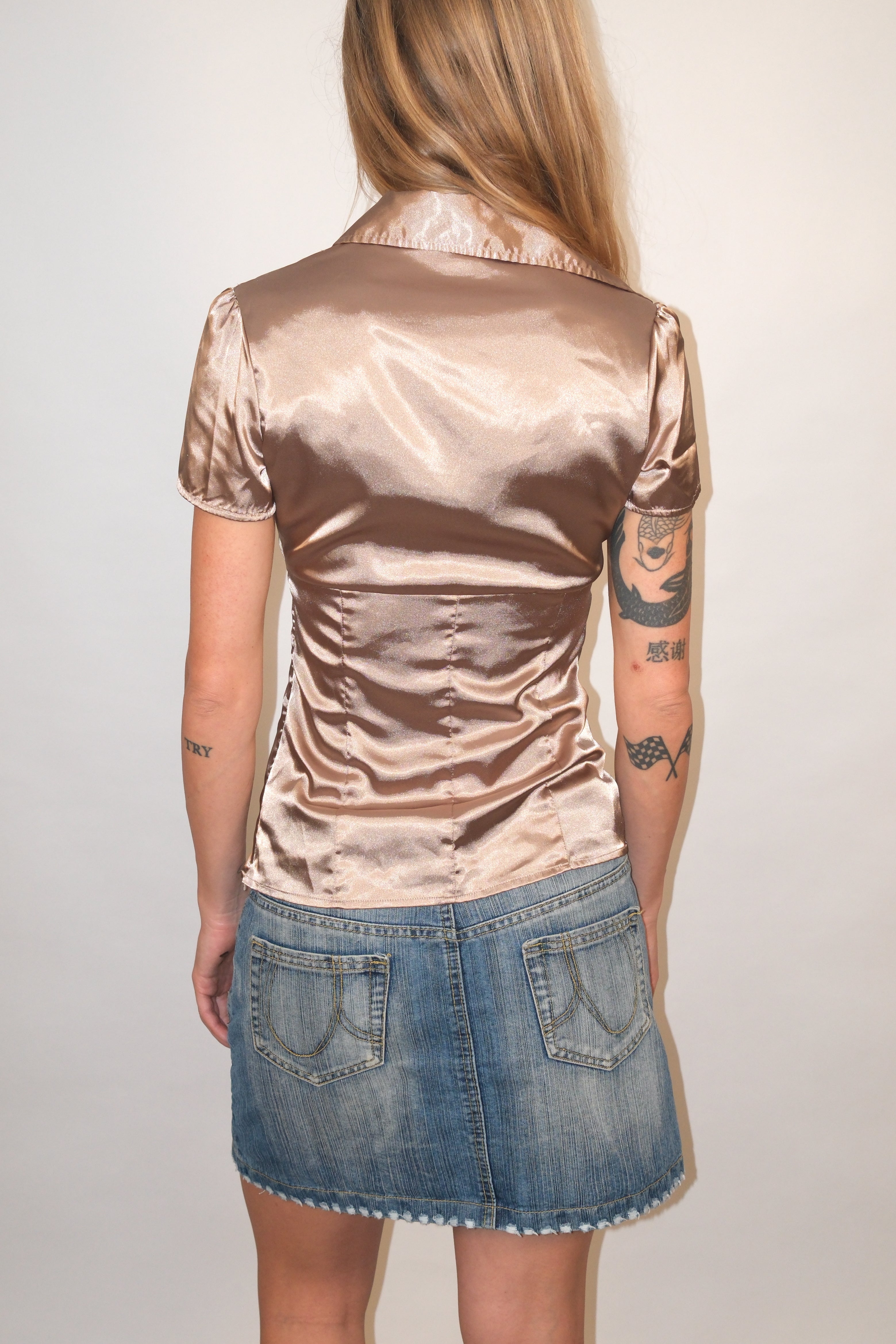 Champagne Short-Sleeve Button-Up Shirt