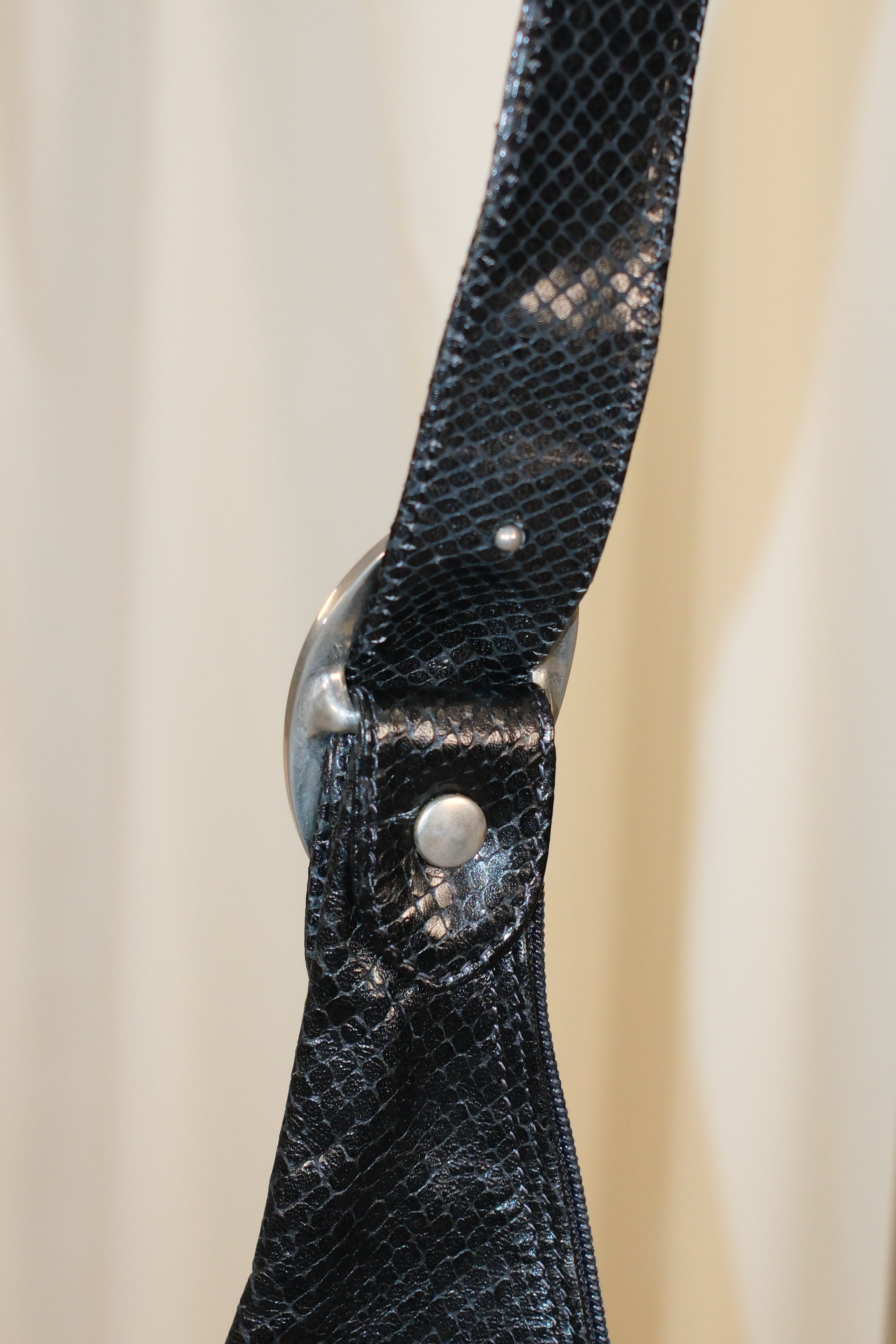 Francesco Biasia black crossbody bag in polished snake textures