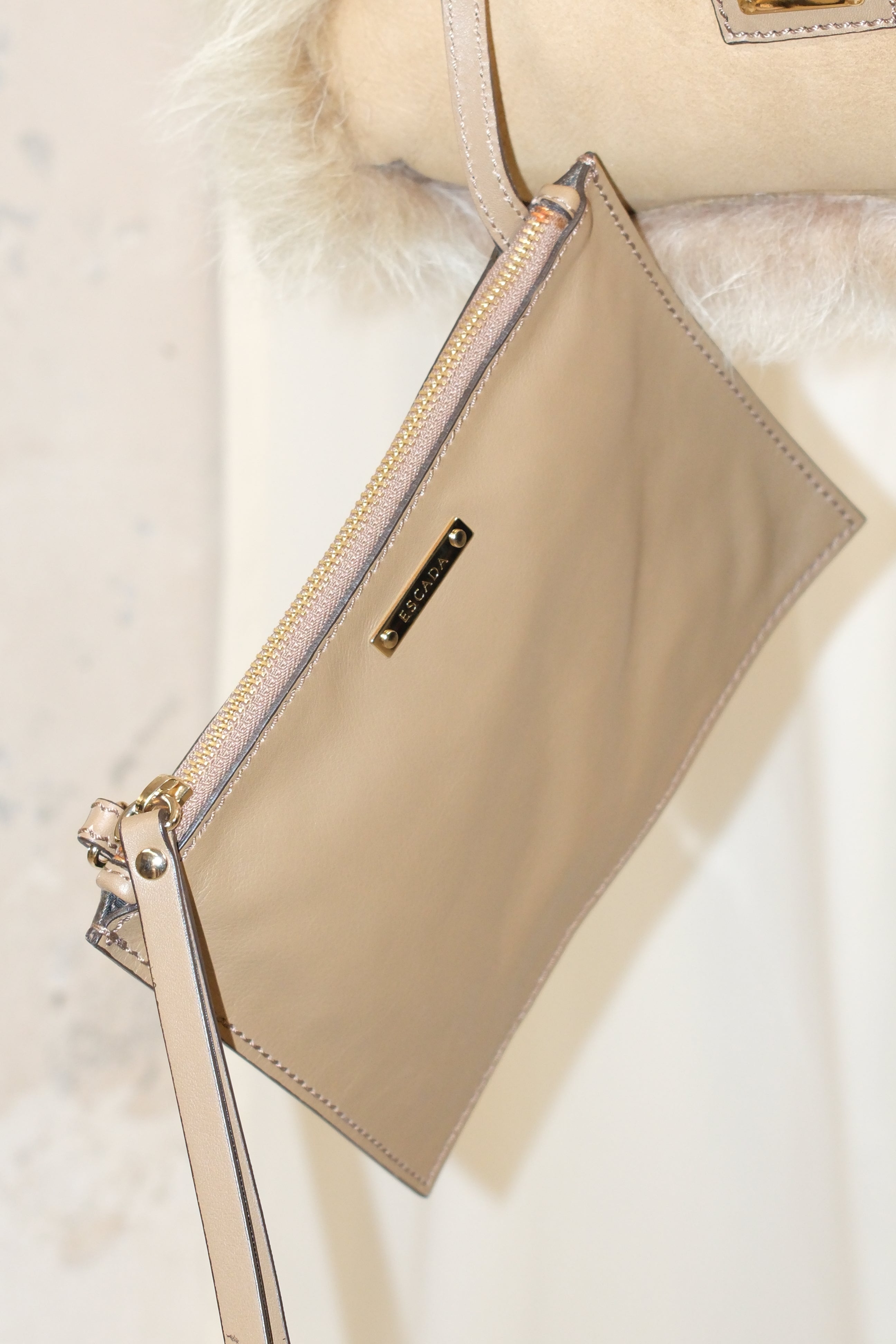 ESCADA SHEARLING FUR LEATHER BAG (COMES WITH CLUTCH)