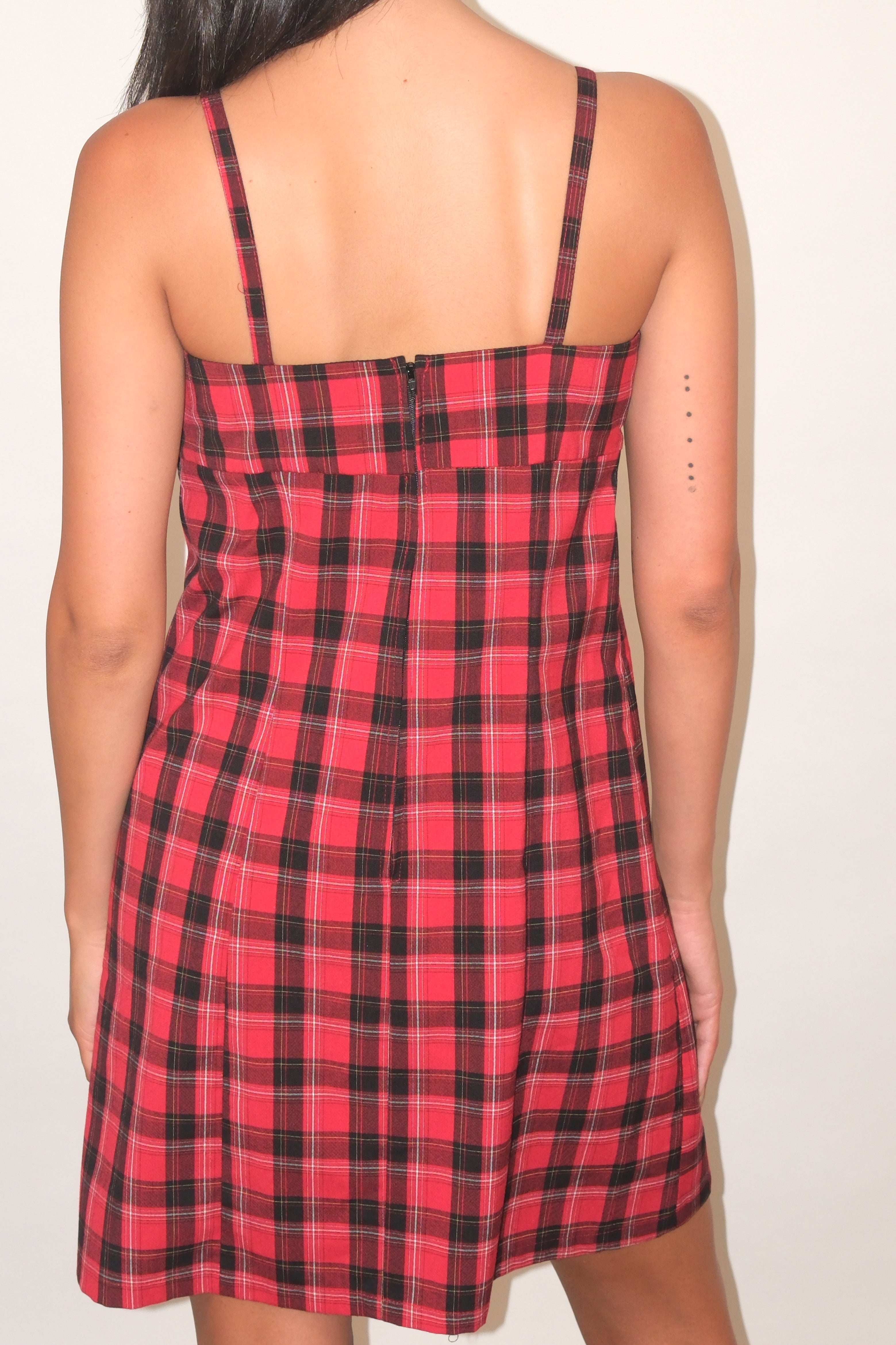 Plaid Mini Dress With Front Bow