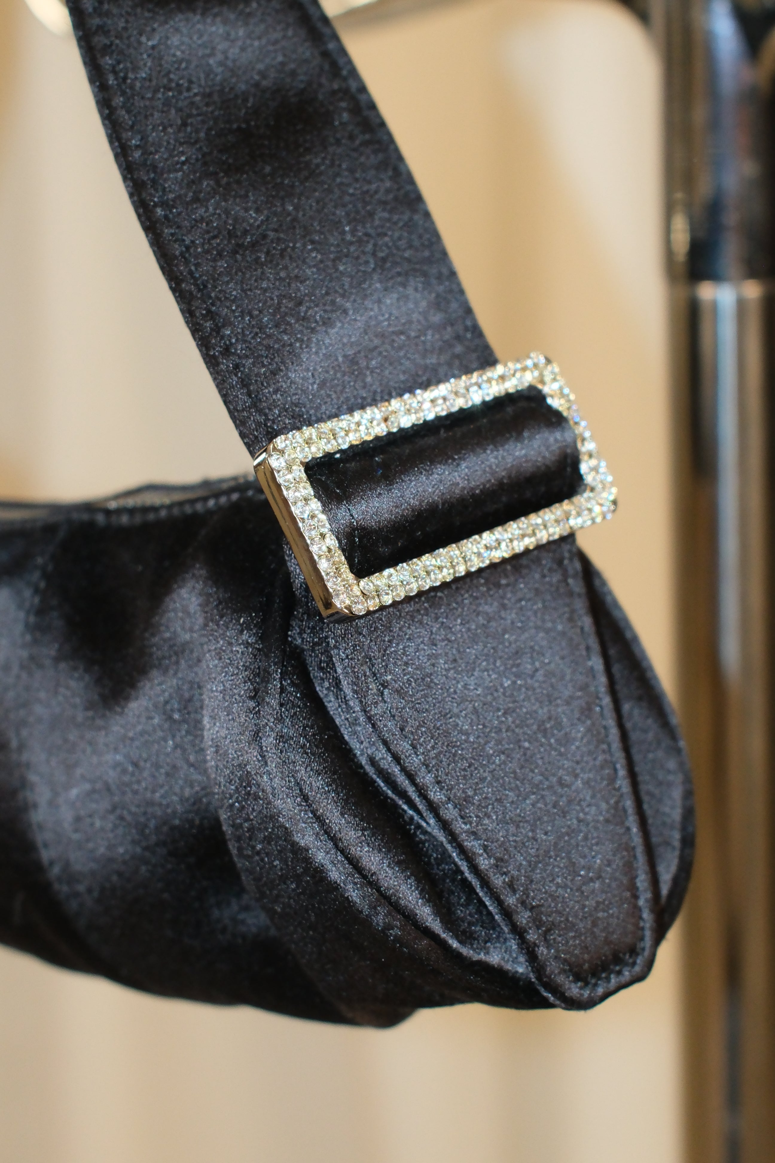 Tod's mini satin baguette handbag with rhinestoned hardware
