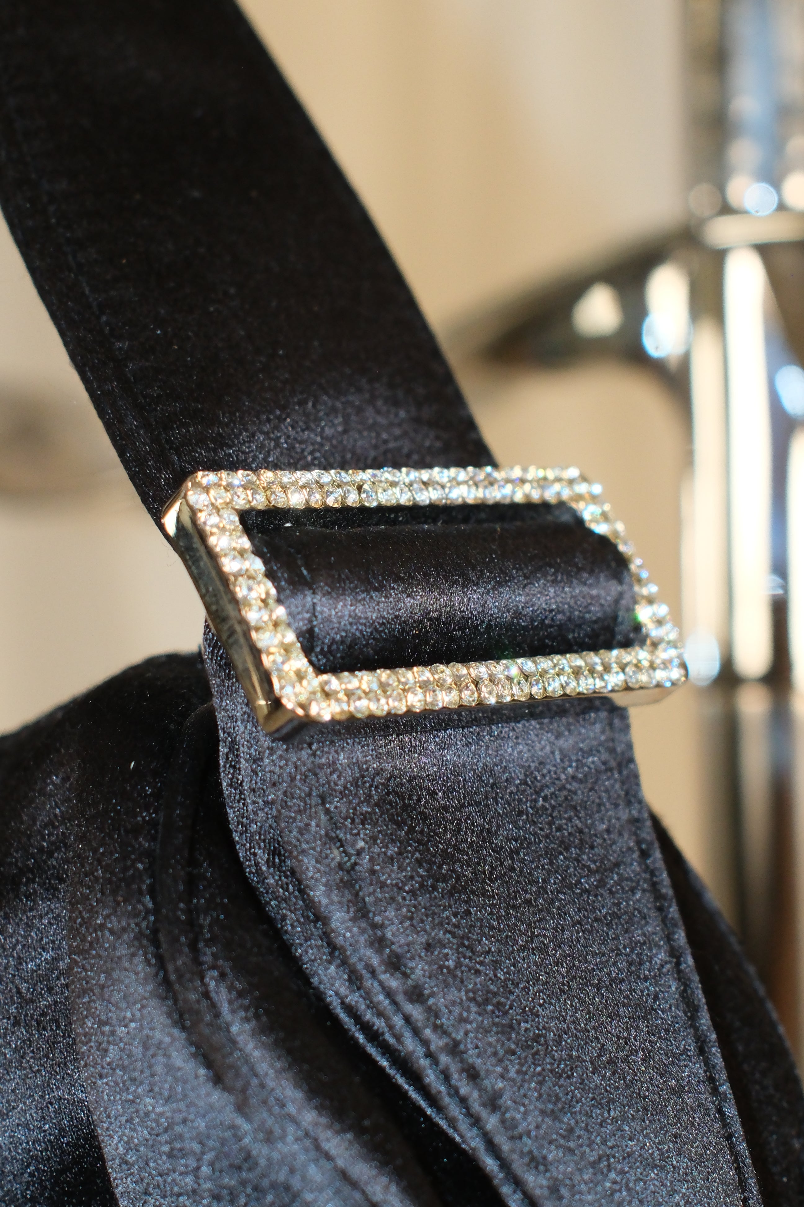 Tod's mini satin baguette handbag with rhinestoned hardware