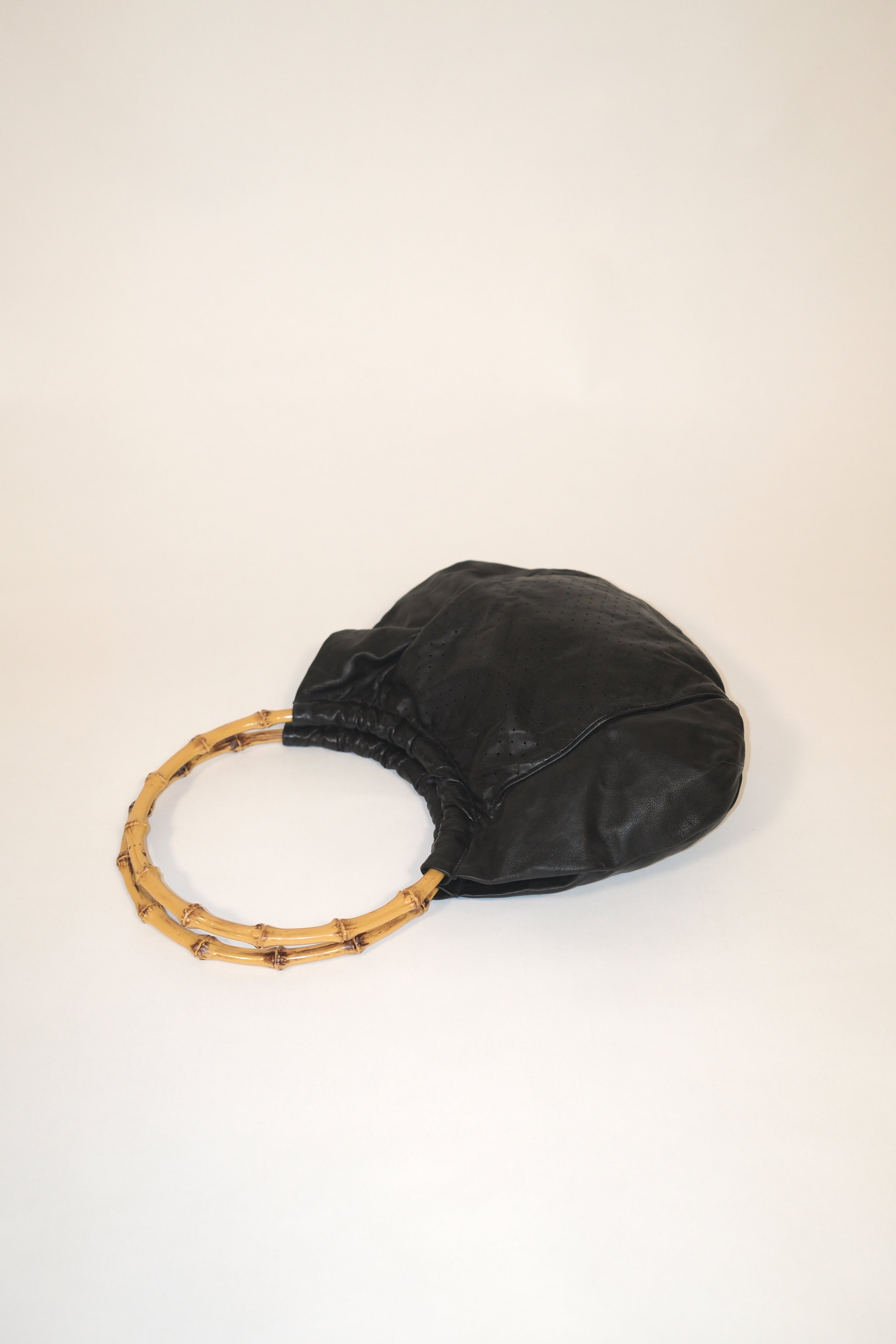 Miu Miu 00's Black Napa Leather Bag With Bamboo Handles