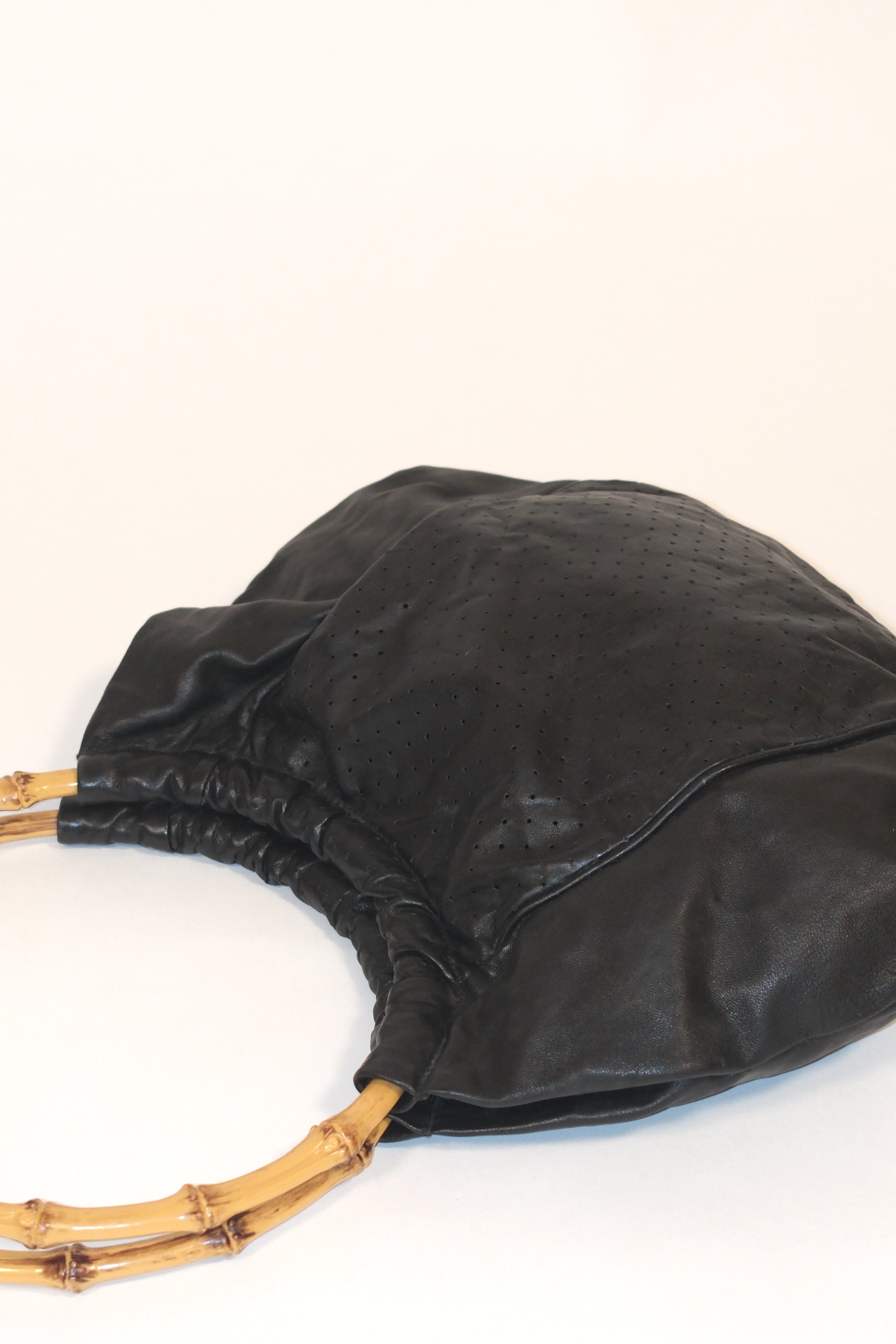 Miu Miu 00's Black Napa Leather Bag With Bamboo Handles
