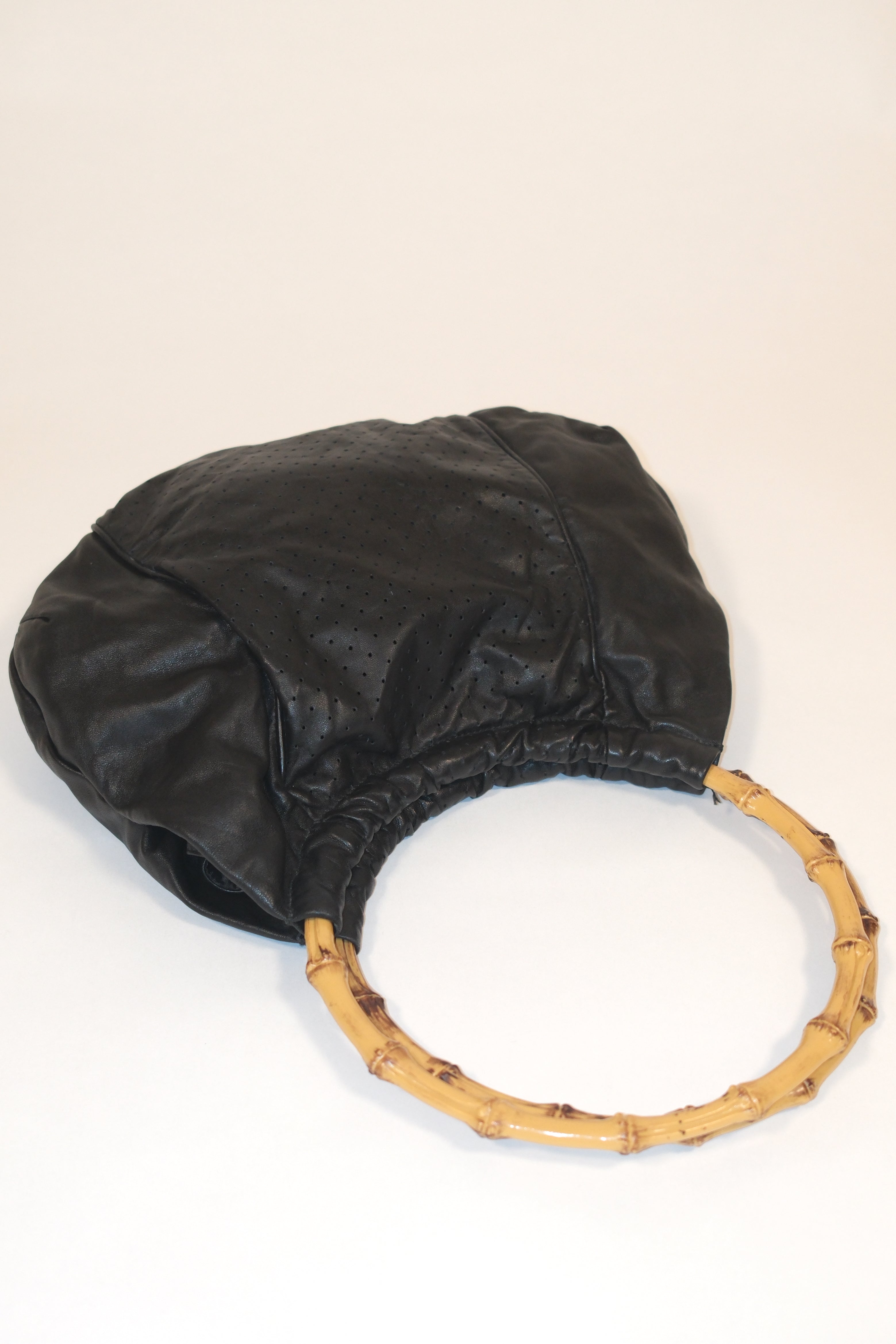 Miu Miu 00's Black Napa Leather Bag With Bamboo Handles