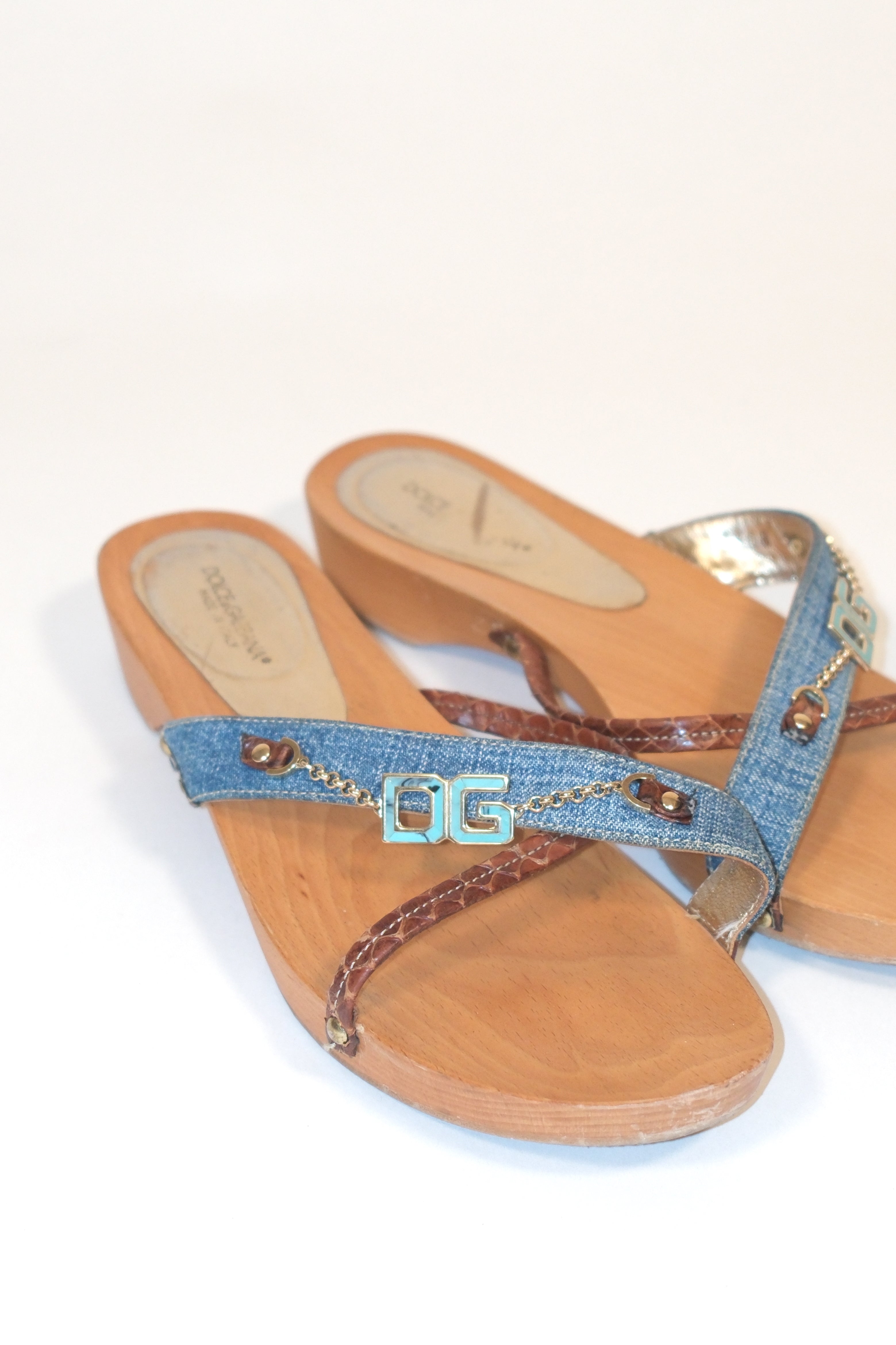 Dolce & Gabbana Wooden Slide Sandals With Low Heel Size 39