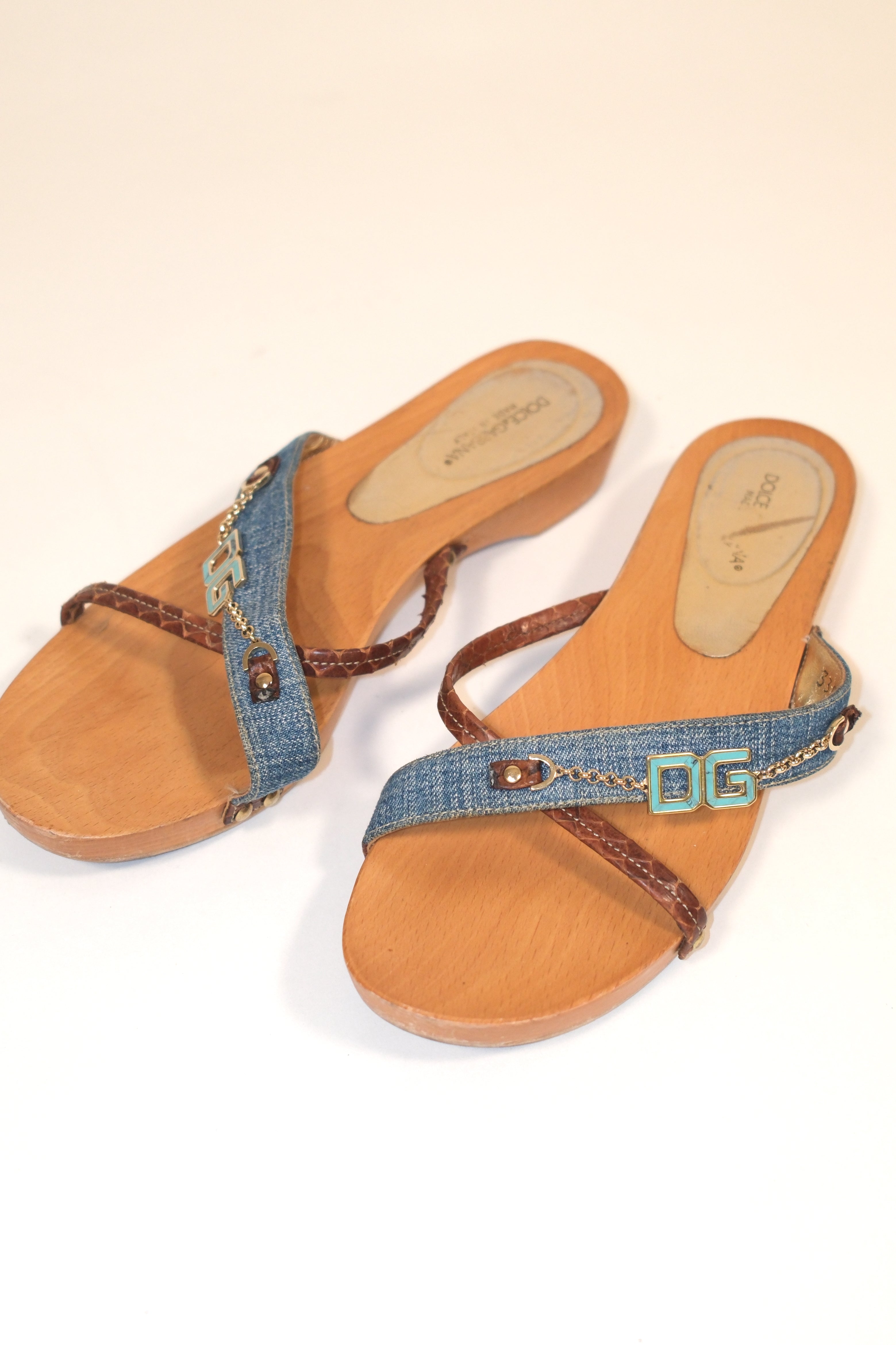 Dolce & Gabbana Wooden Slide Sandals With Low Heel Size 39