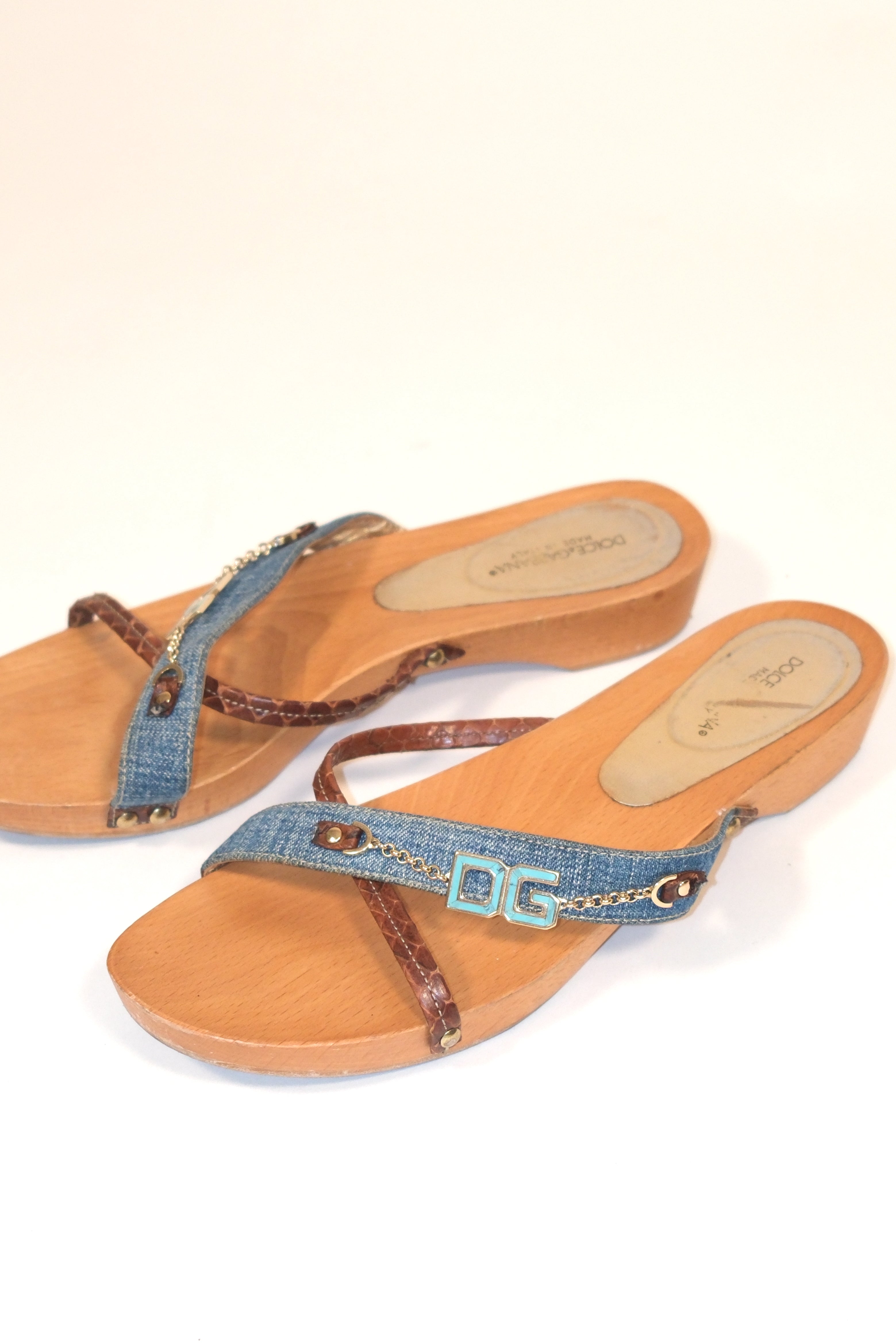Dolce & Gabbana Wooden Slide Sandals With Low Heel Size 39