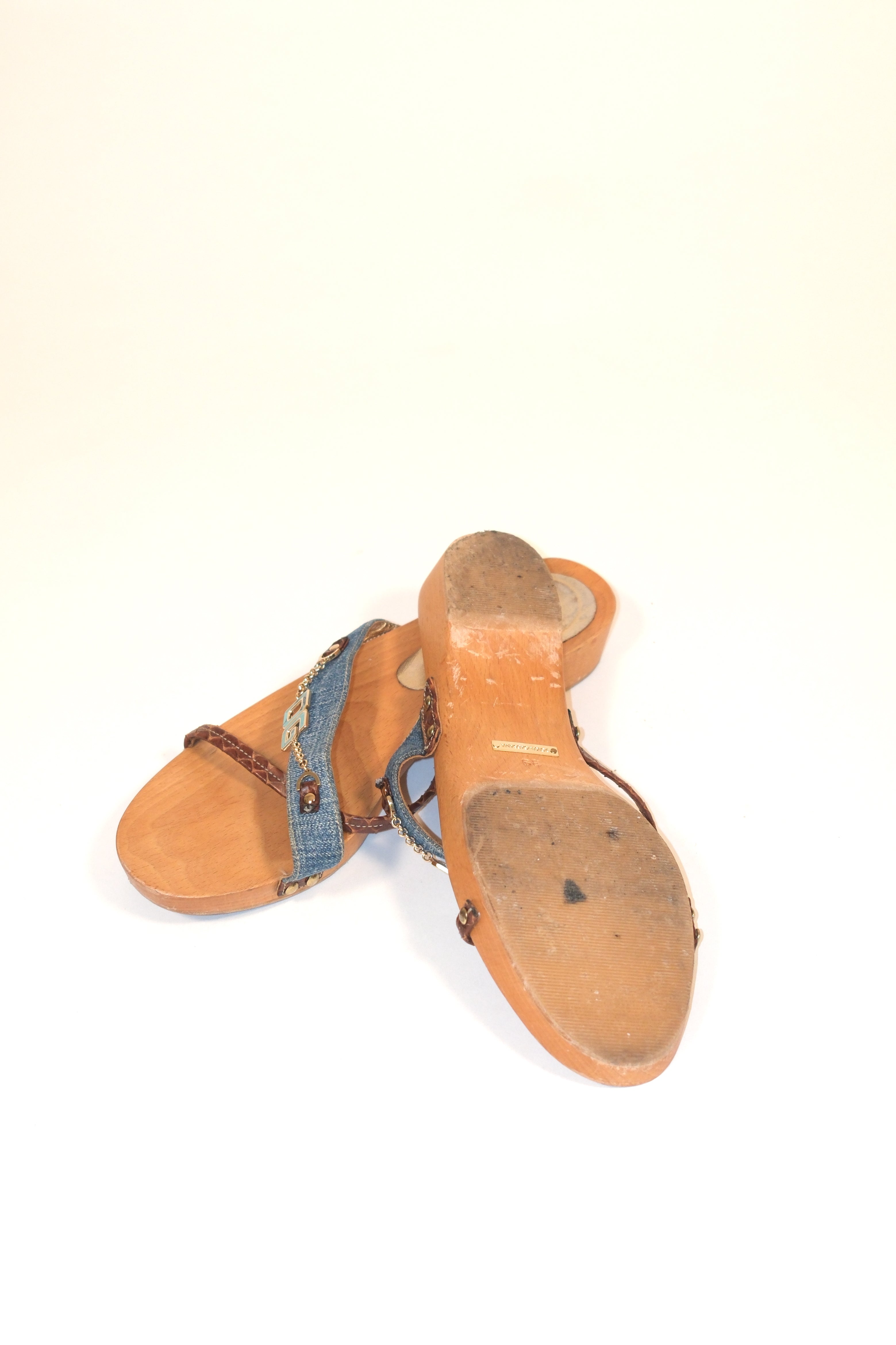 Dolce & Gabbana Wooden Slide Sandals With Low Heel Size 39