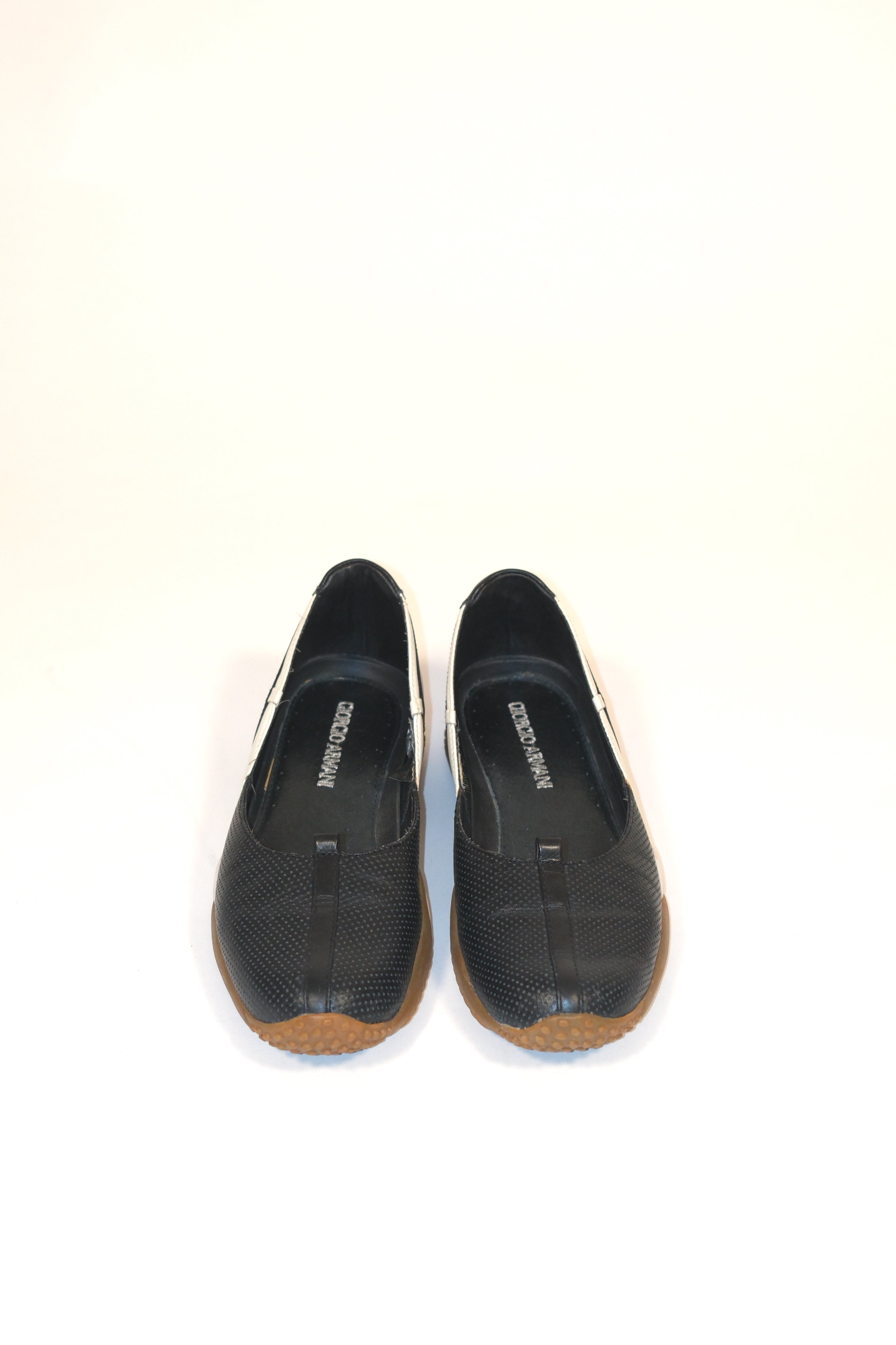 Giorgio Armani Black Ballet Flats With Brown Sole size 36