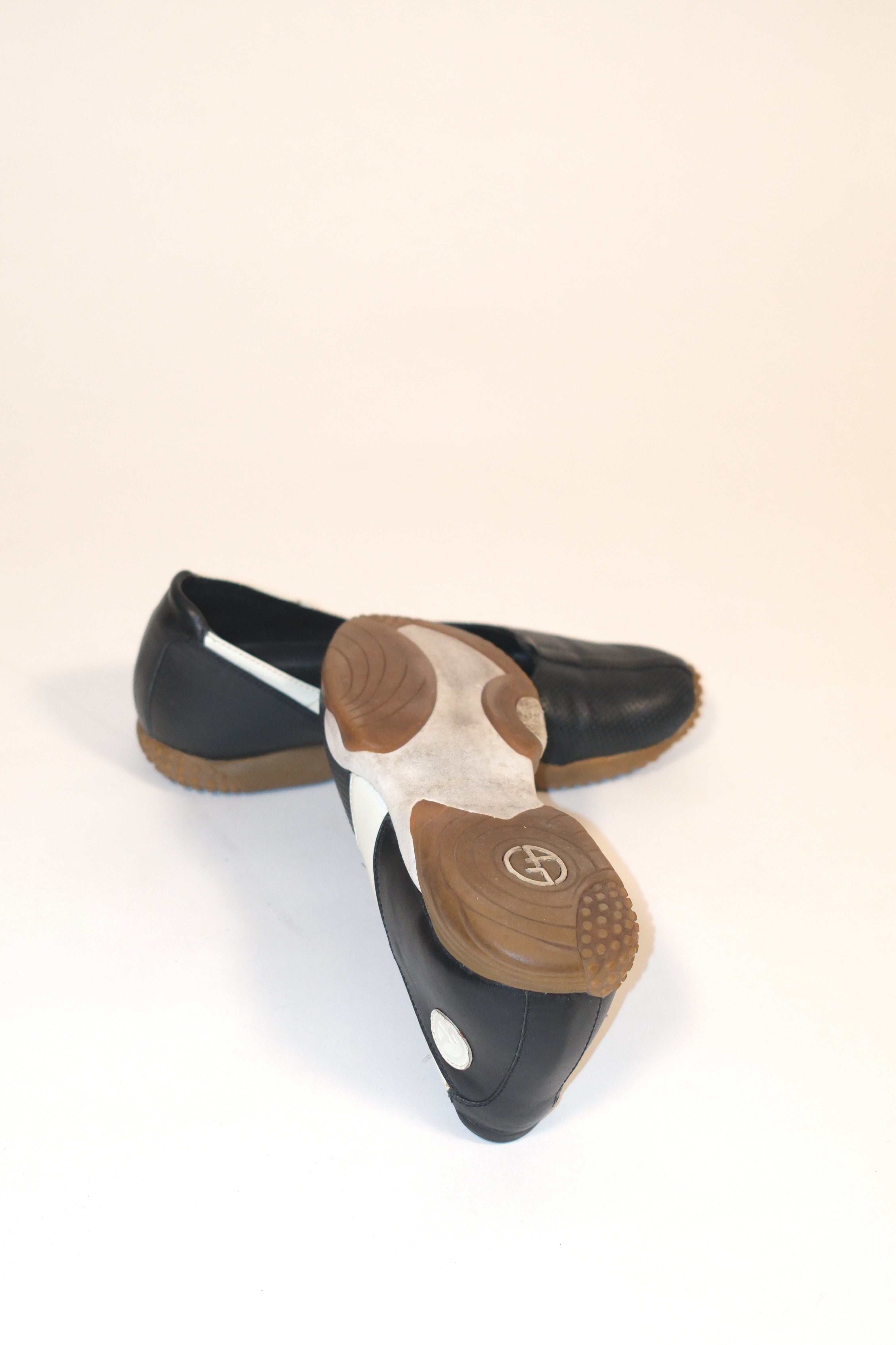 Giorgio Armani Black Ballet Flats With Brown Sole size 36