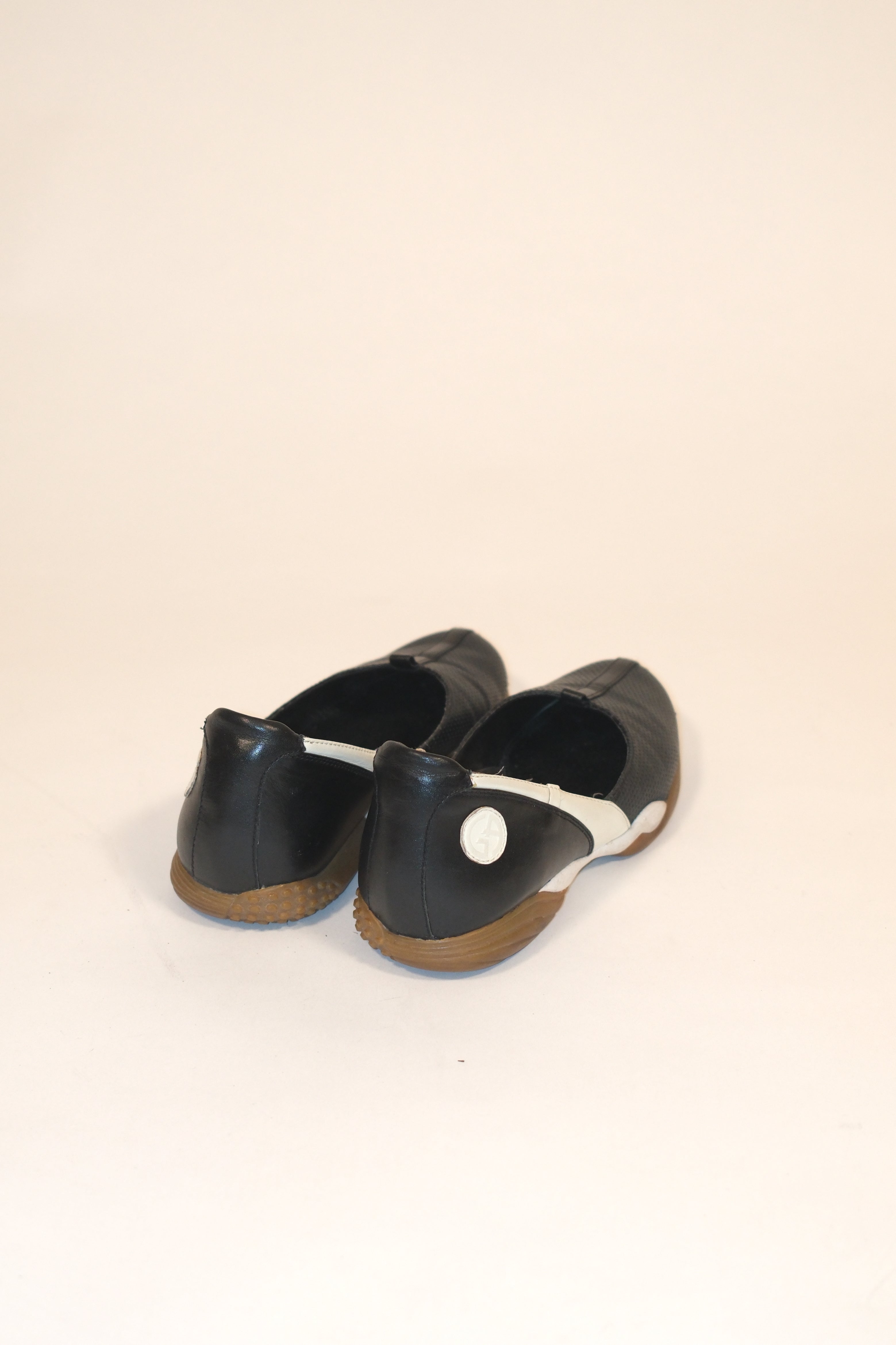 Giorgio Armani Black Ballet Flats With Brown Sole size 36