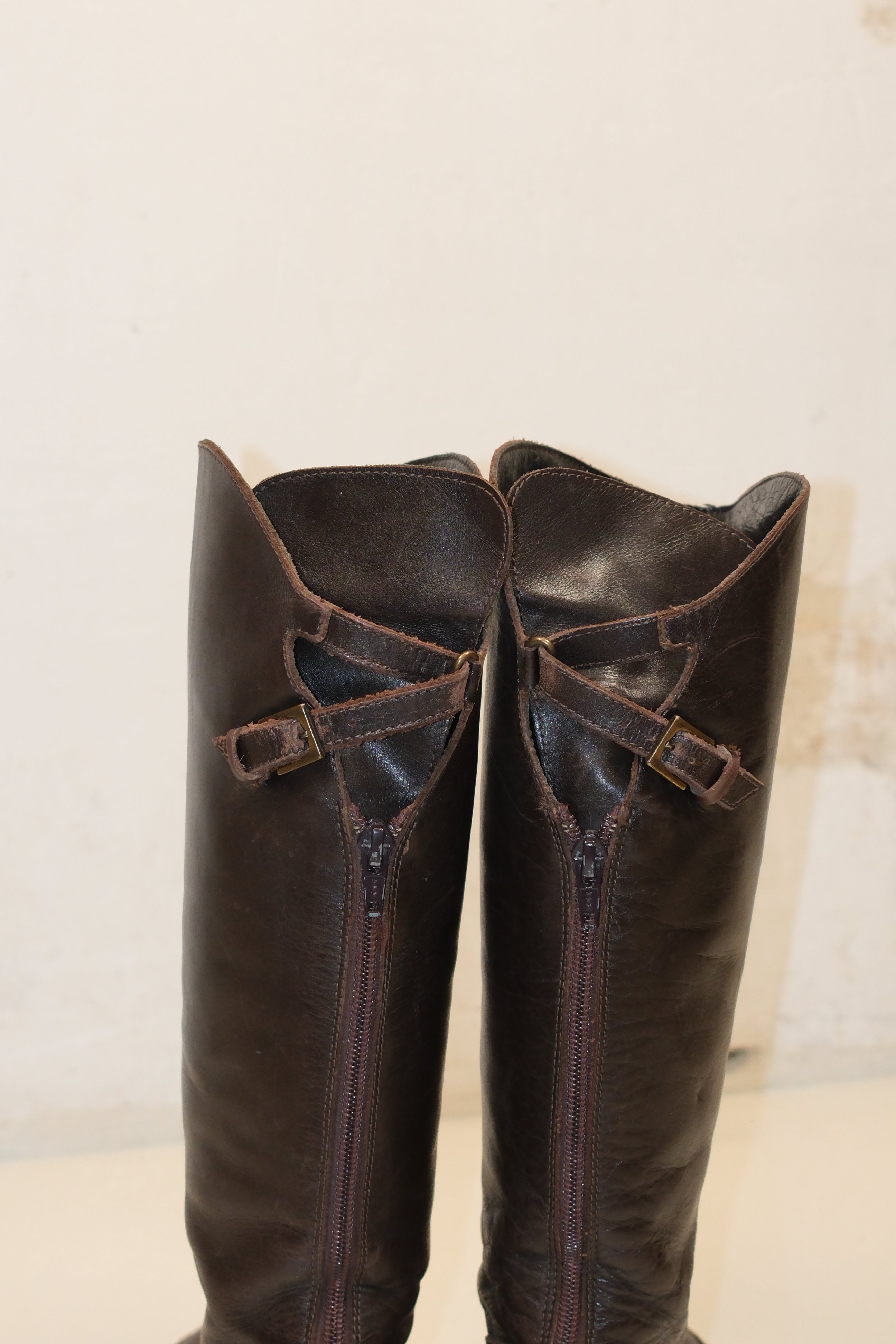 Genuine leather riding boots in brown