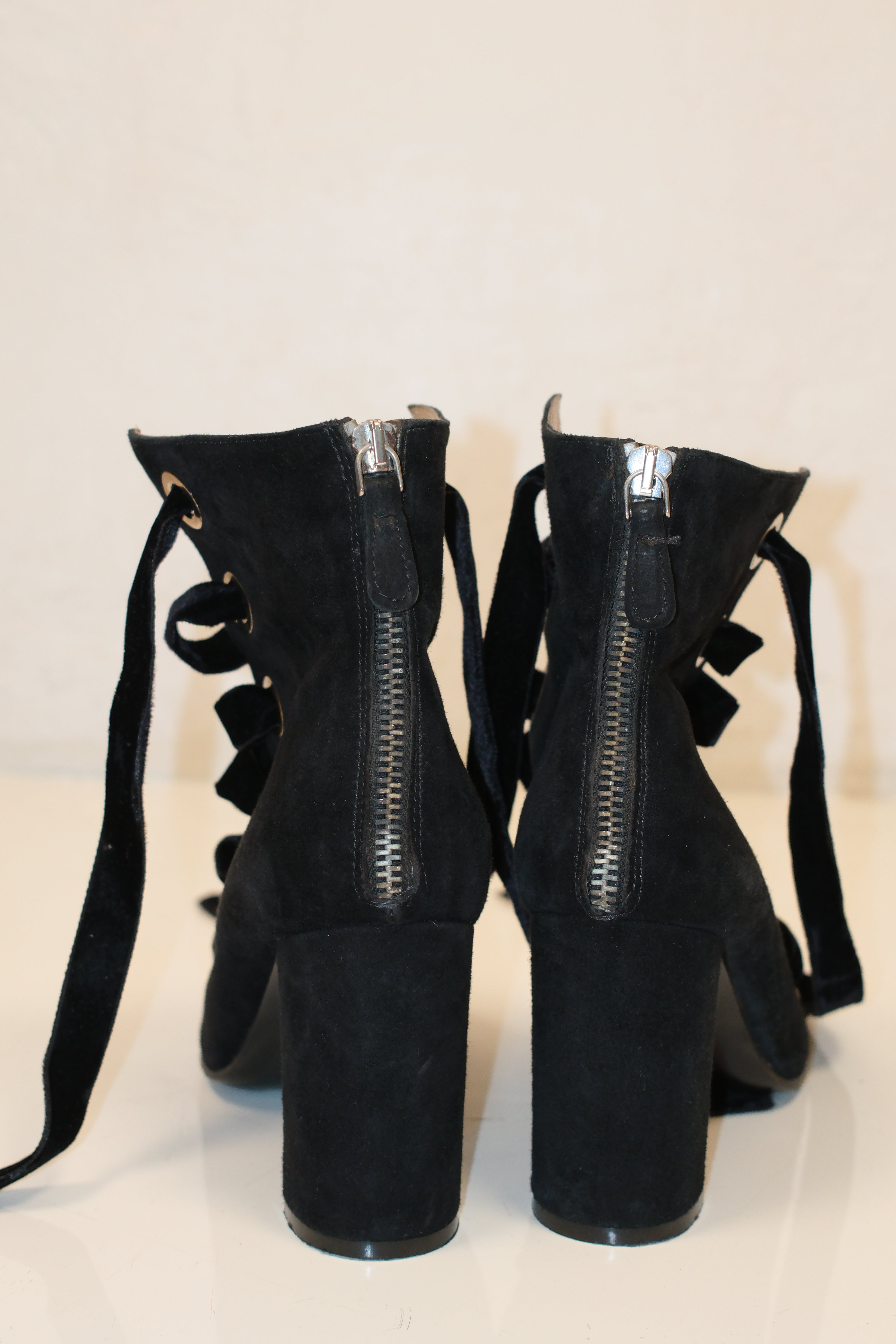 Roberto Festa black velvet lace up ankle boots