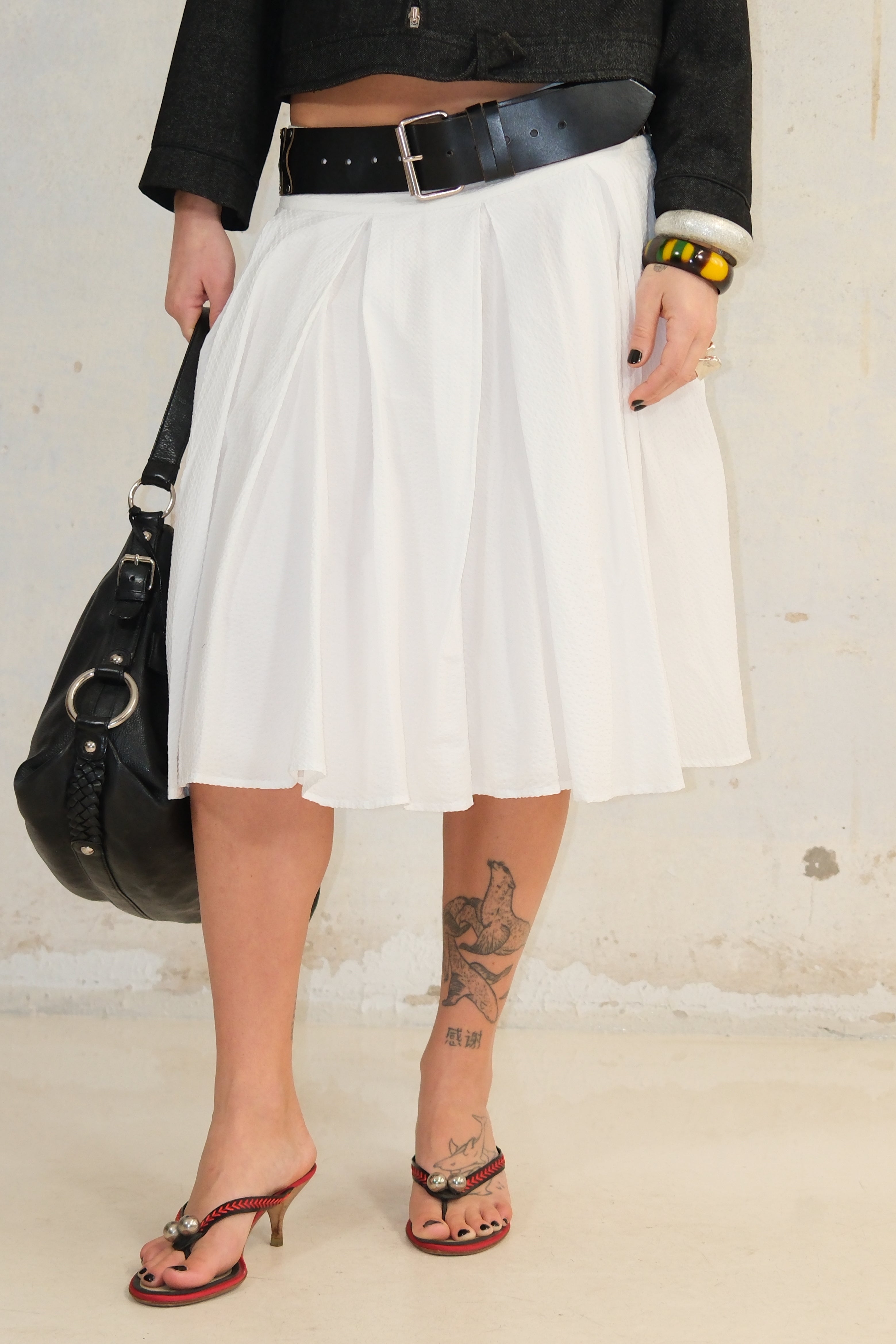 FERRE WHITE TEXTURED SKIRT