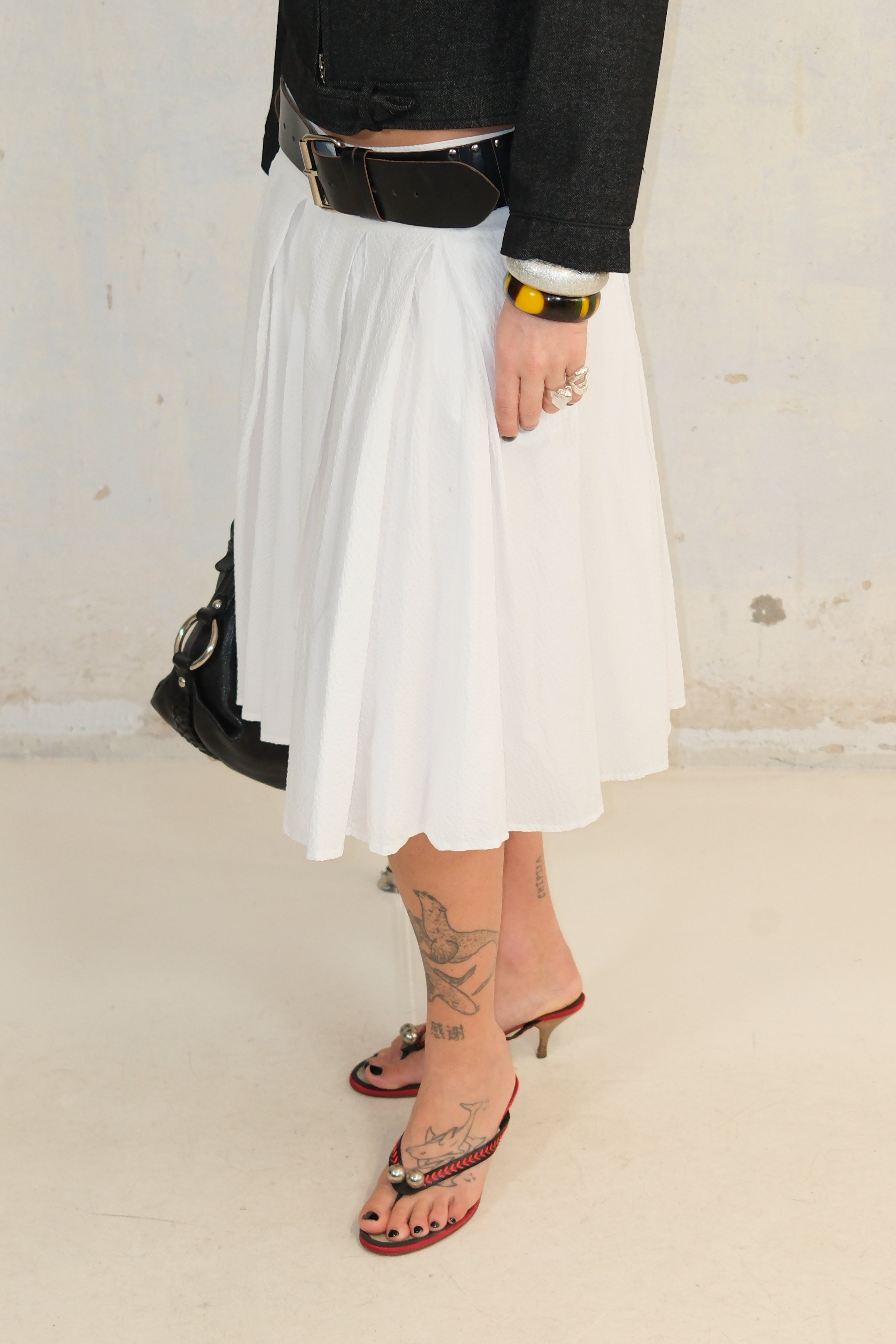 FERRE WHITE TEXTURED SKIRT