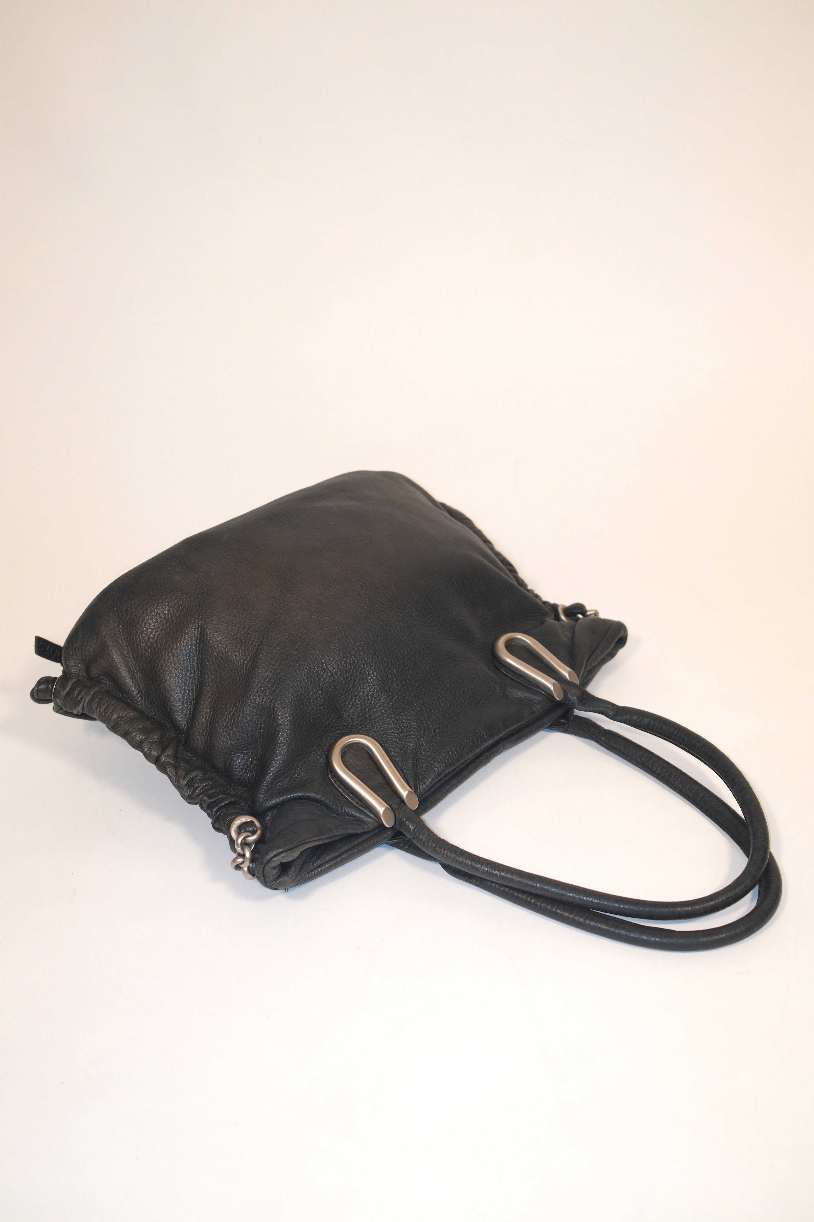 Renato Angi Black Shoulder Bag With Silver Details