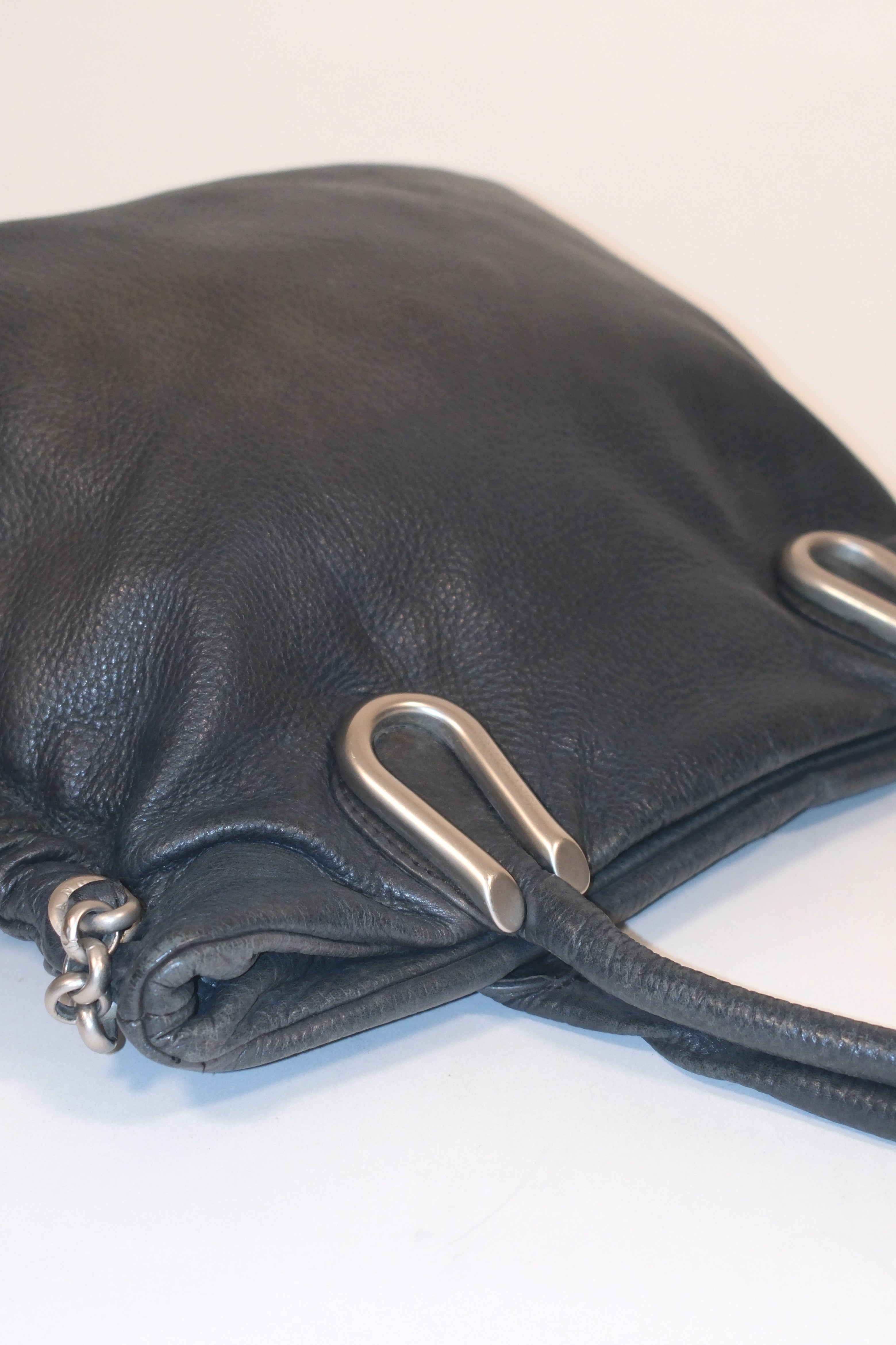 Renato Angi Black Shoulder Bag With Silver Details