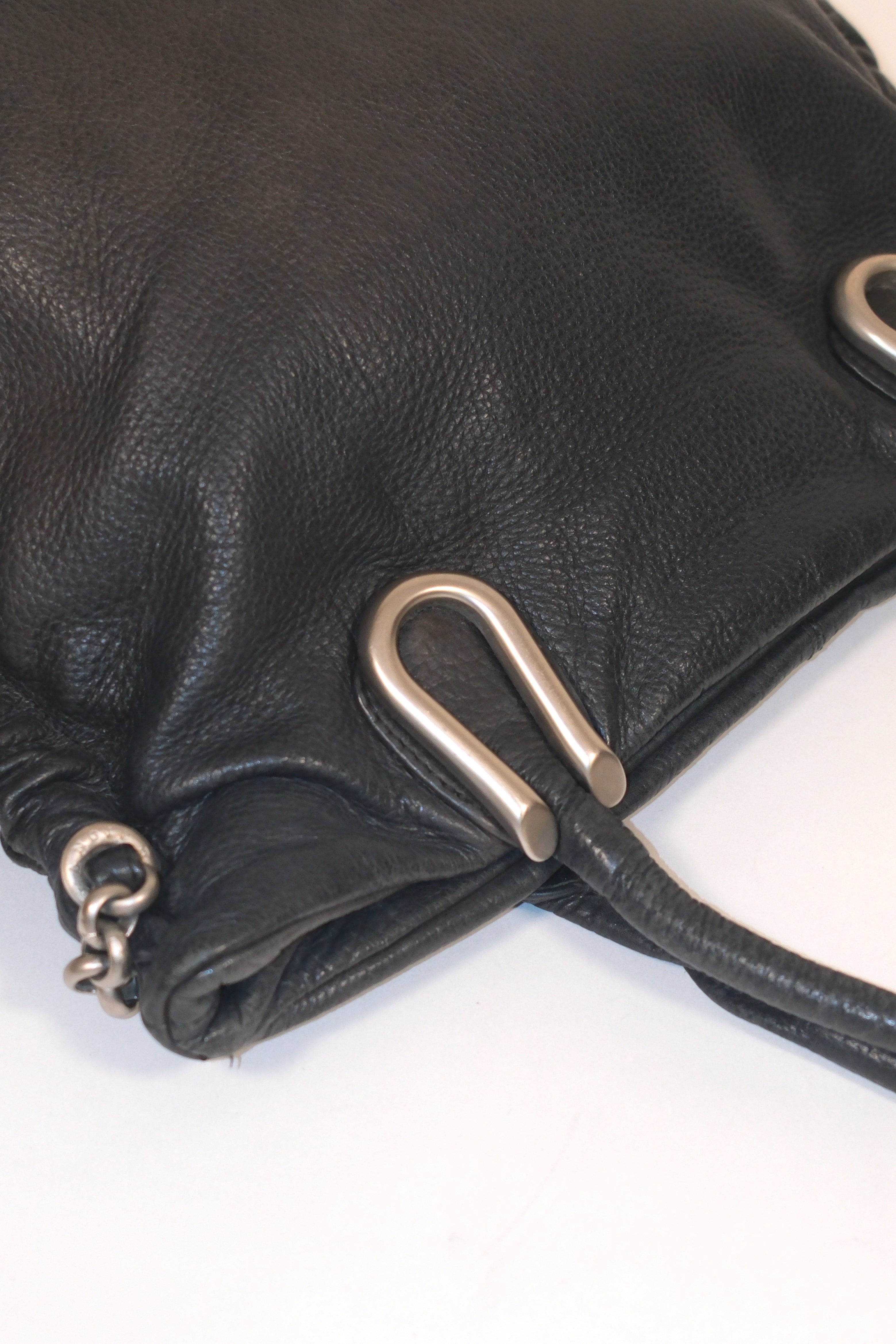 Renato Angi Black Shoulder Bag With Silver Details