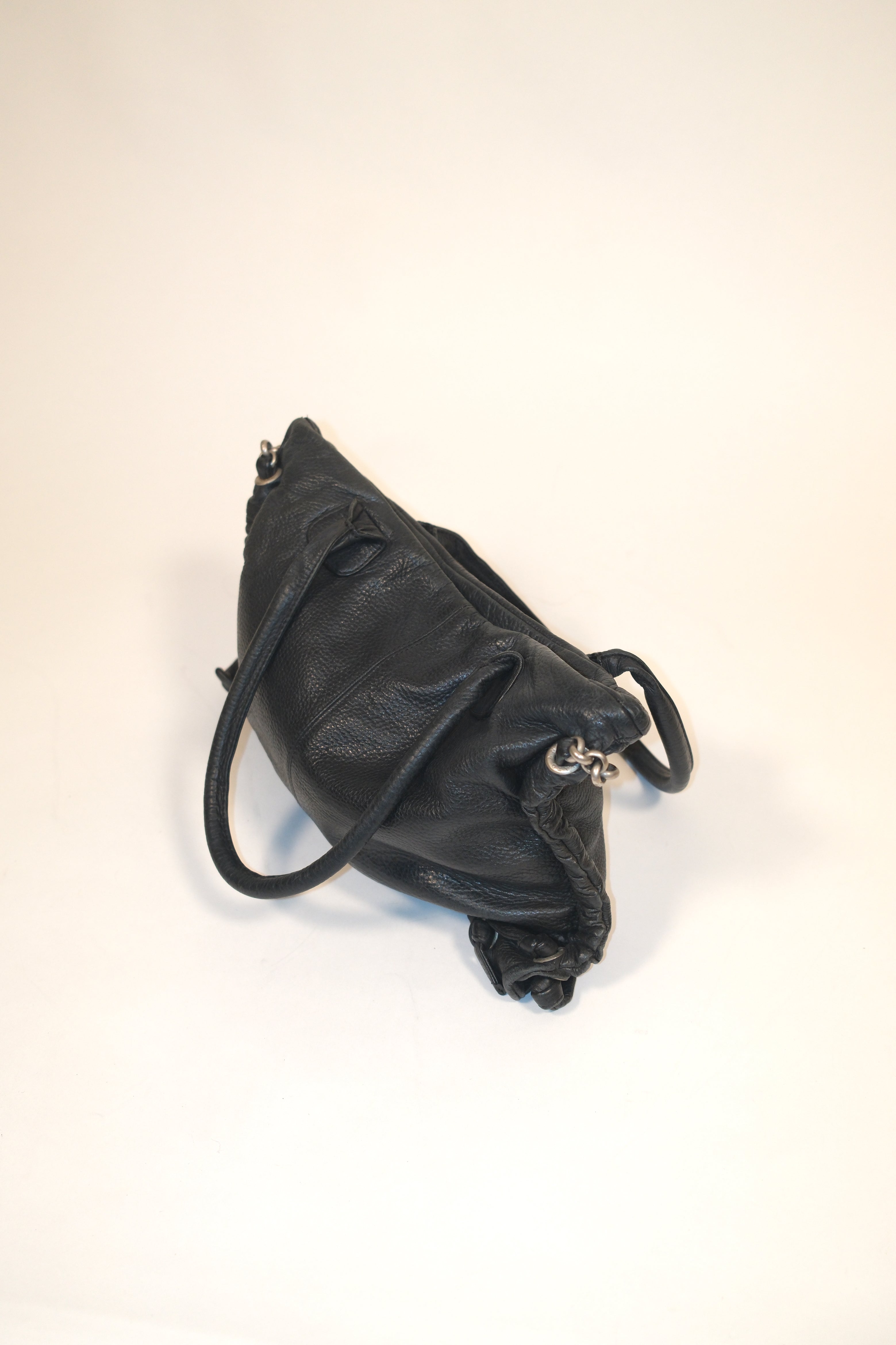 Renato Angi Black Shoulder Bag With Silver Details