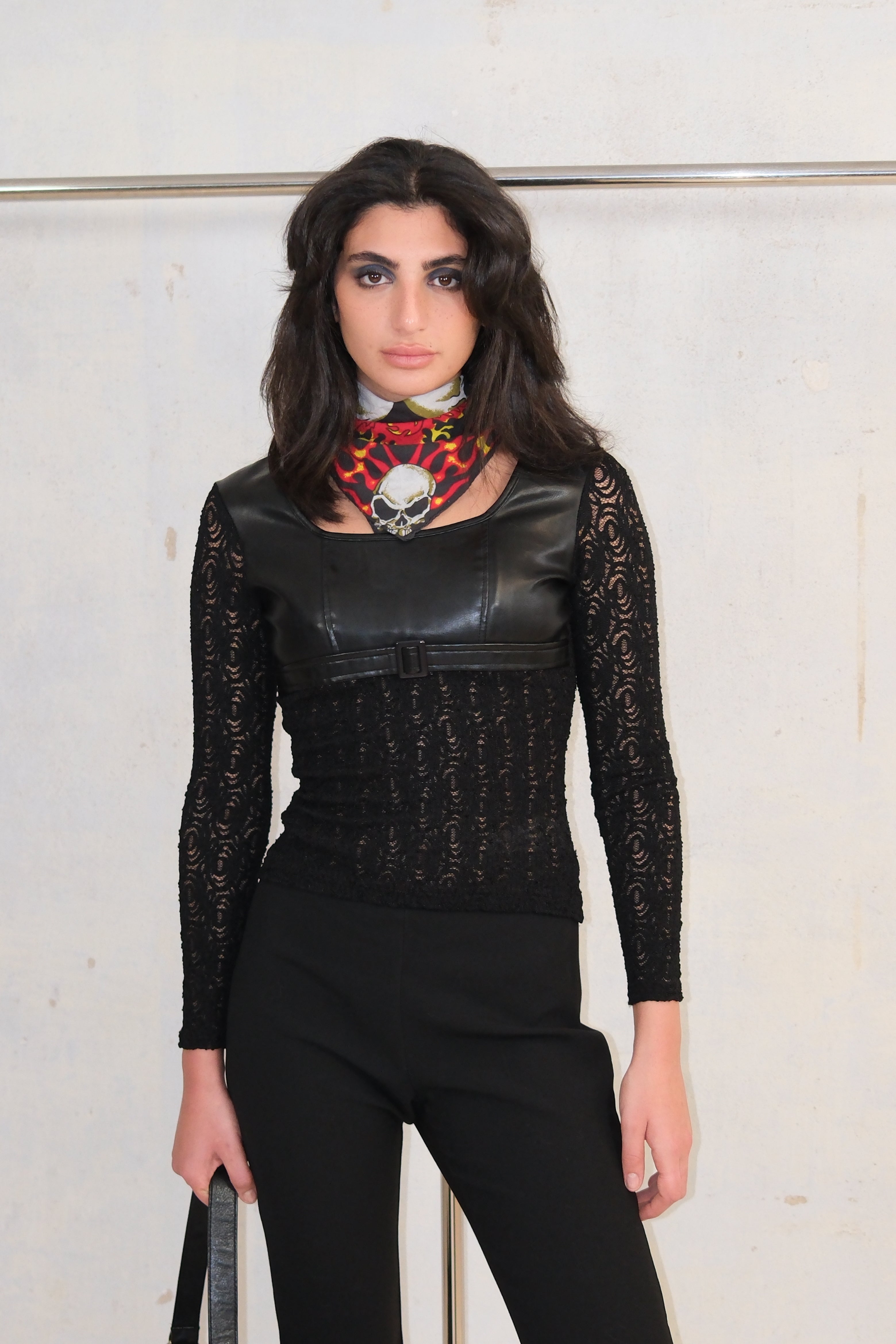 EDGY LACE BELTED TOP