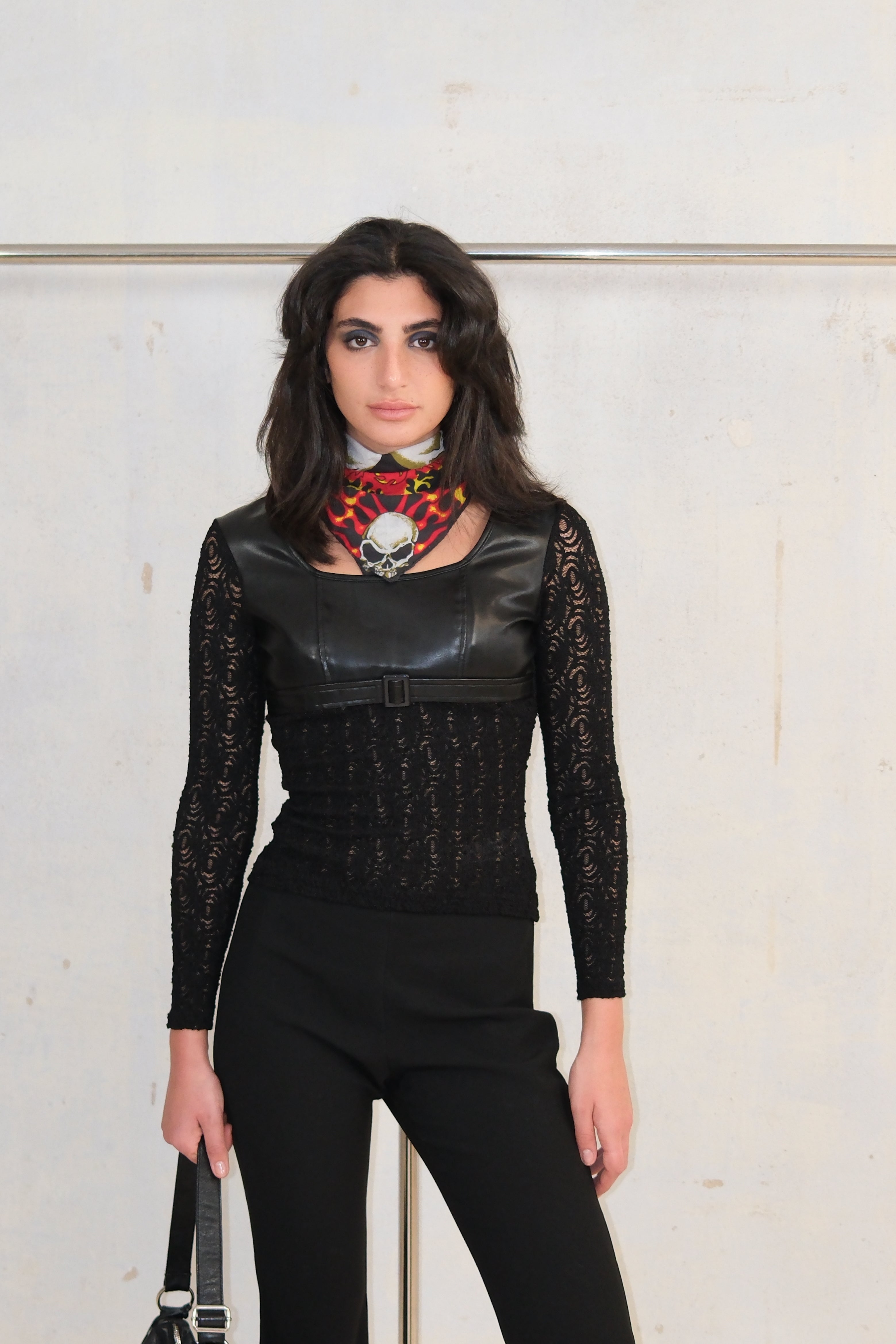 EDGY LACE BELTED TOP