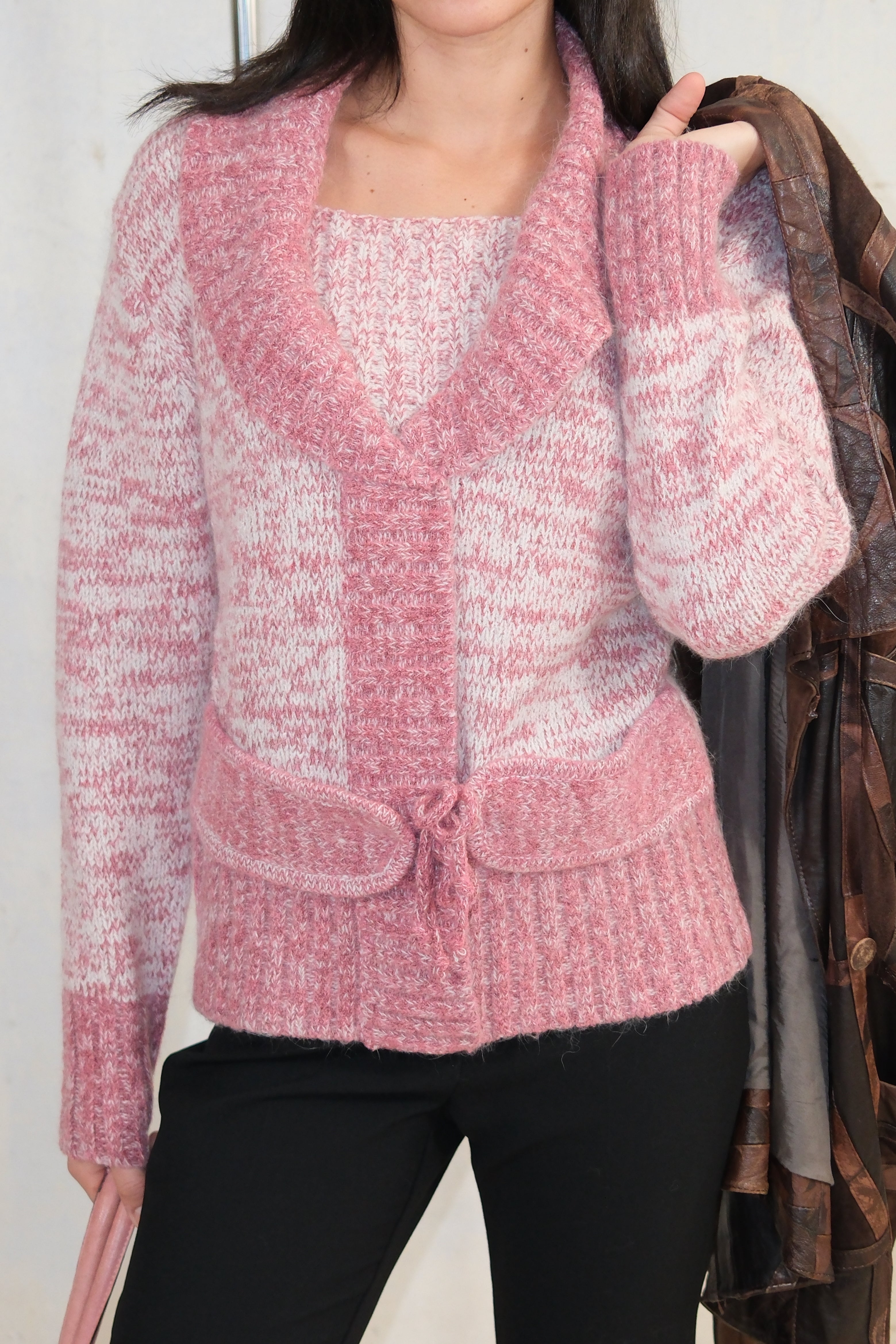 TWO TONE PINK KNITWEAR TOP