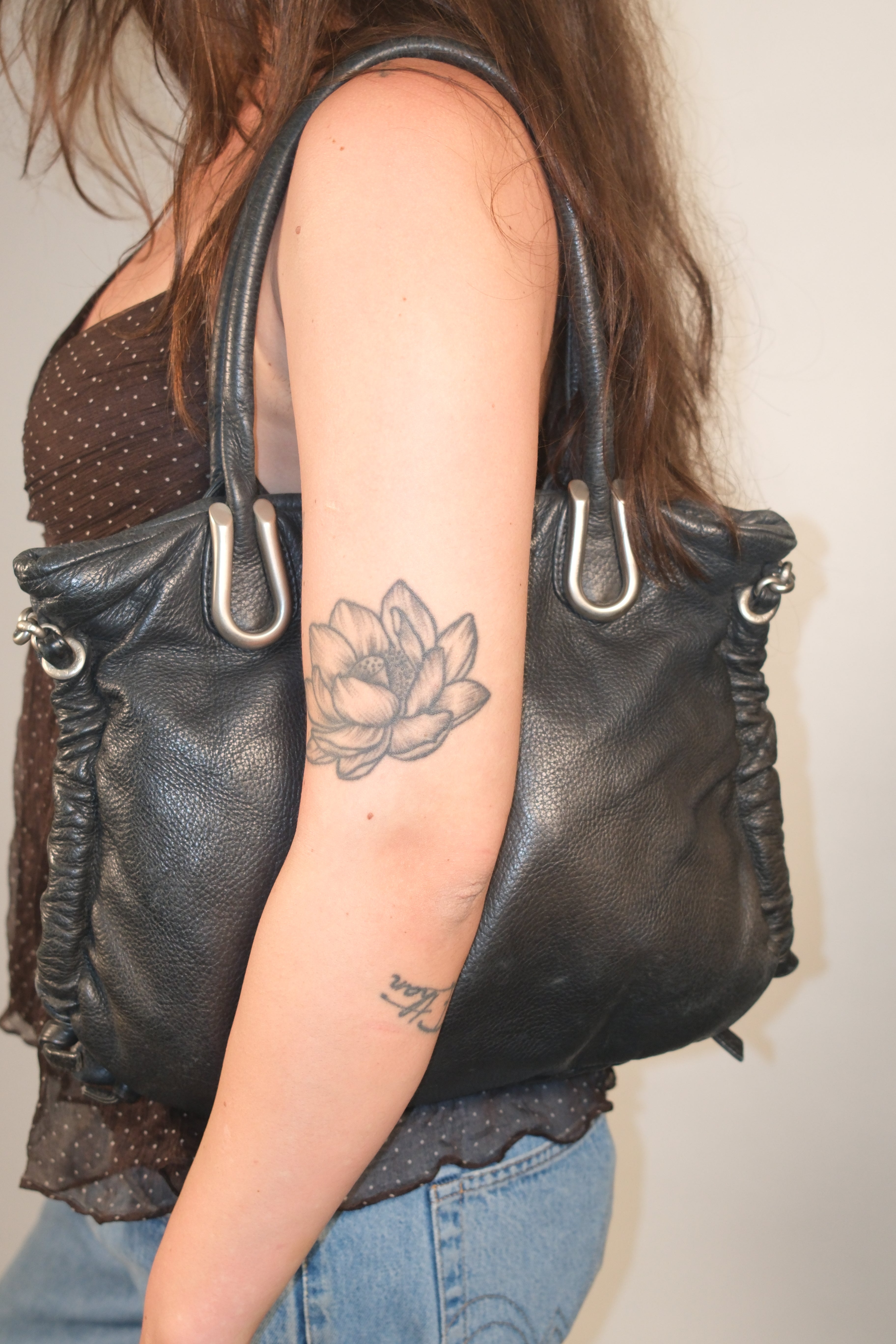 Renato Angi Black Shoulder Bag With Silver Details