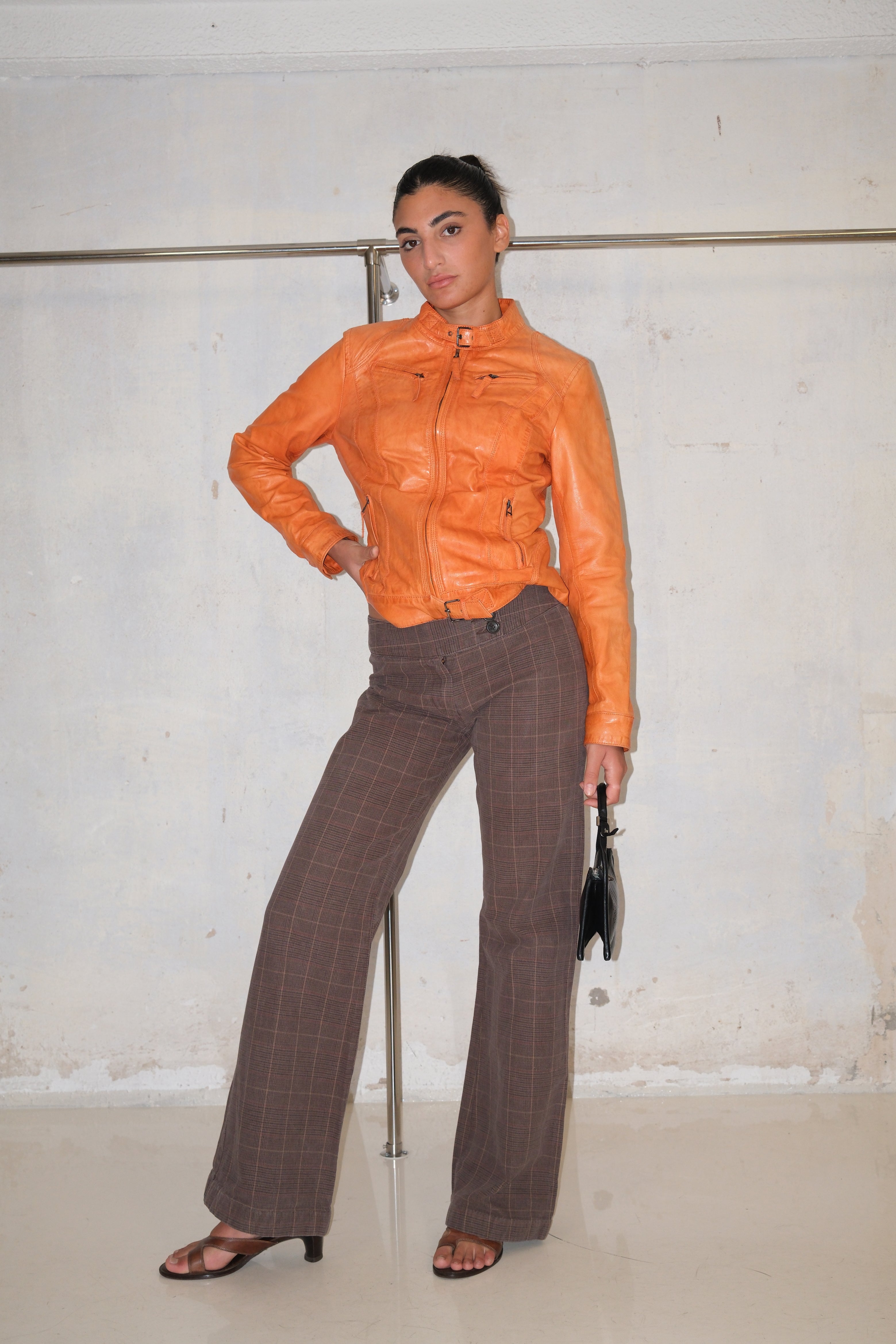Replay Low-Rise Checked Straight Pants Size 36