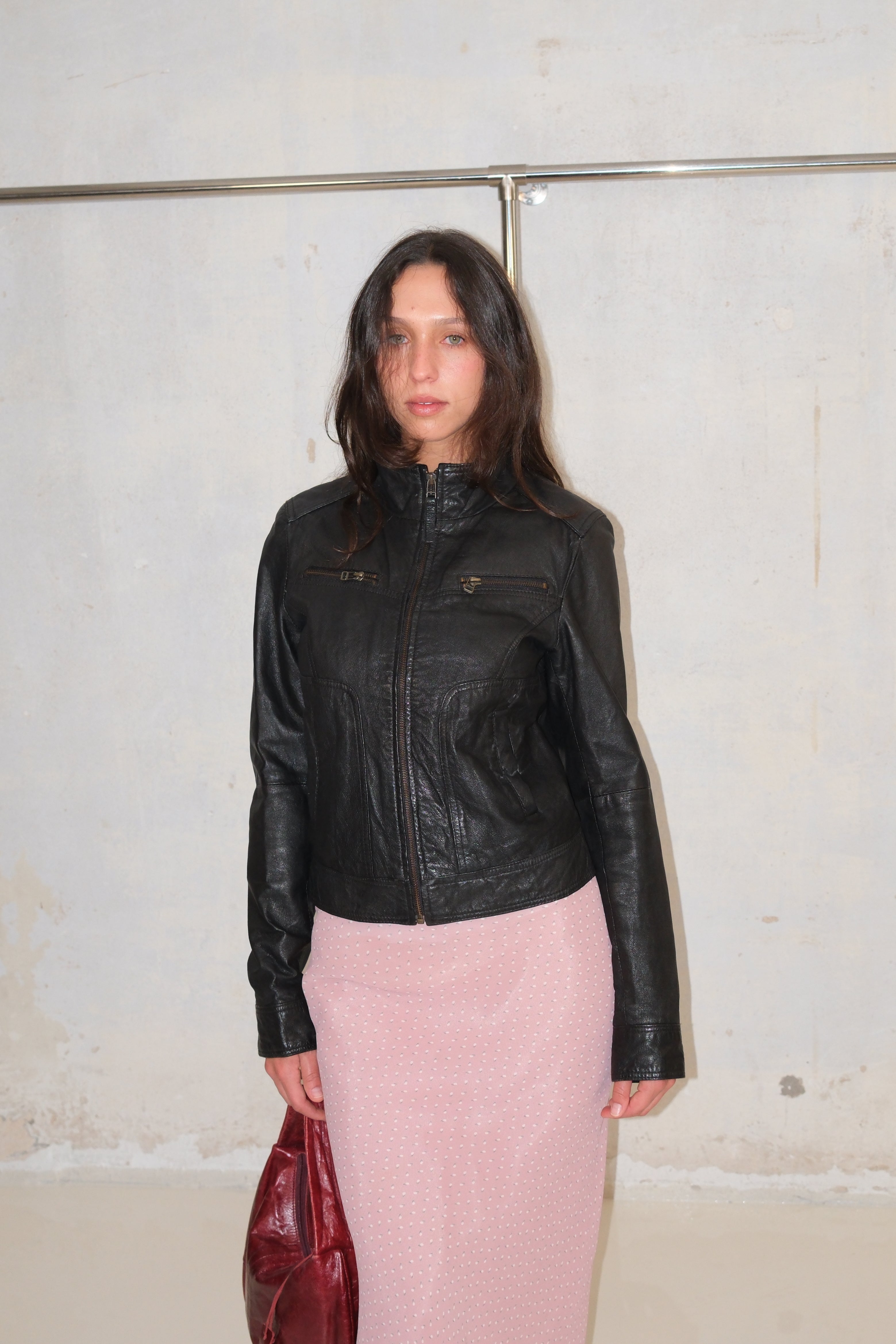 Black Cropped Leather Jacket