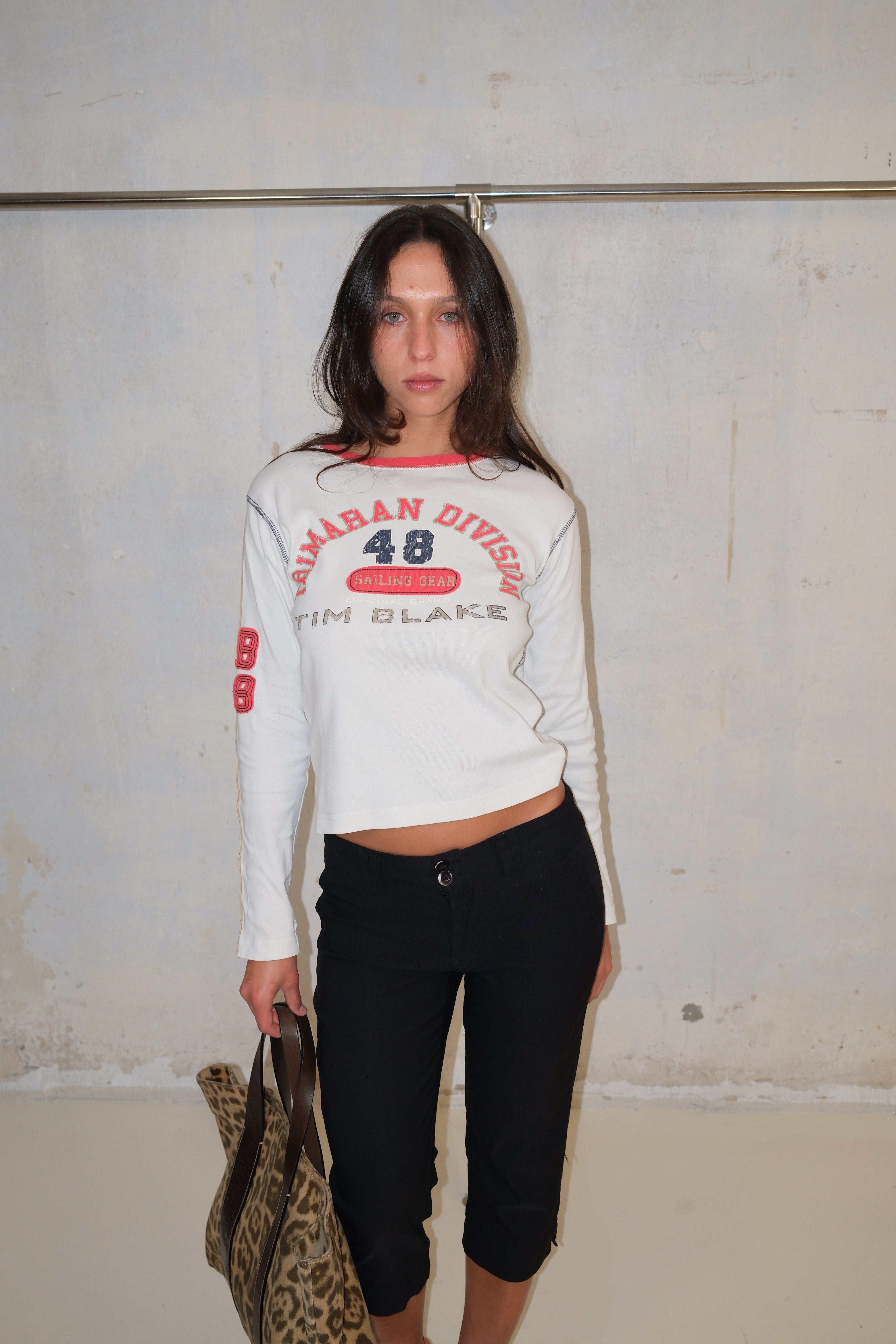 Long Crop Top With Text And Patches