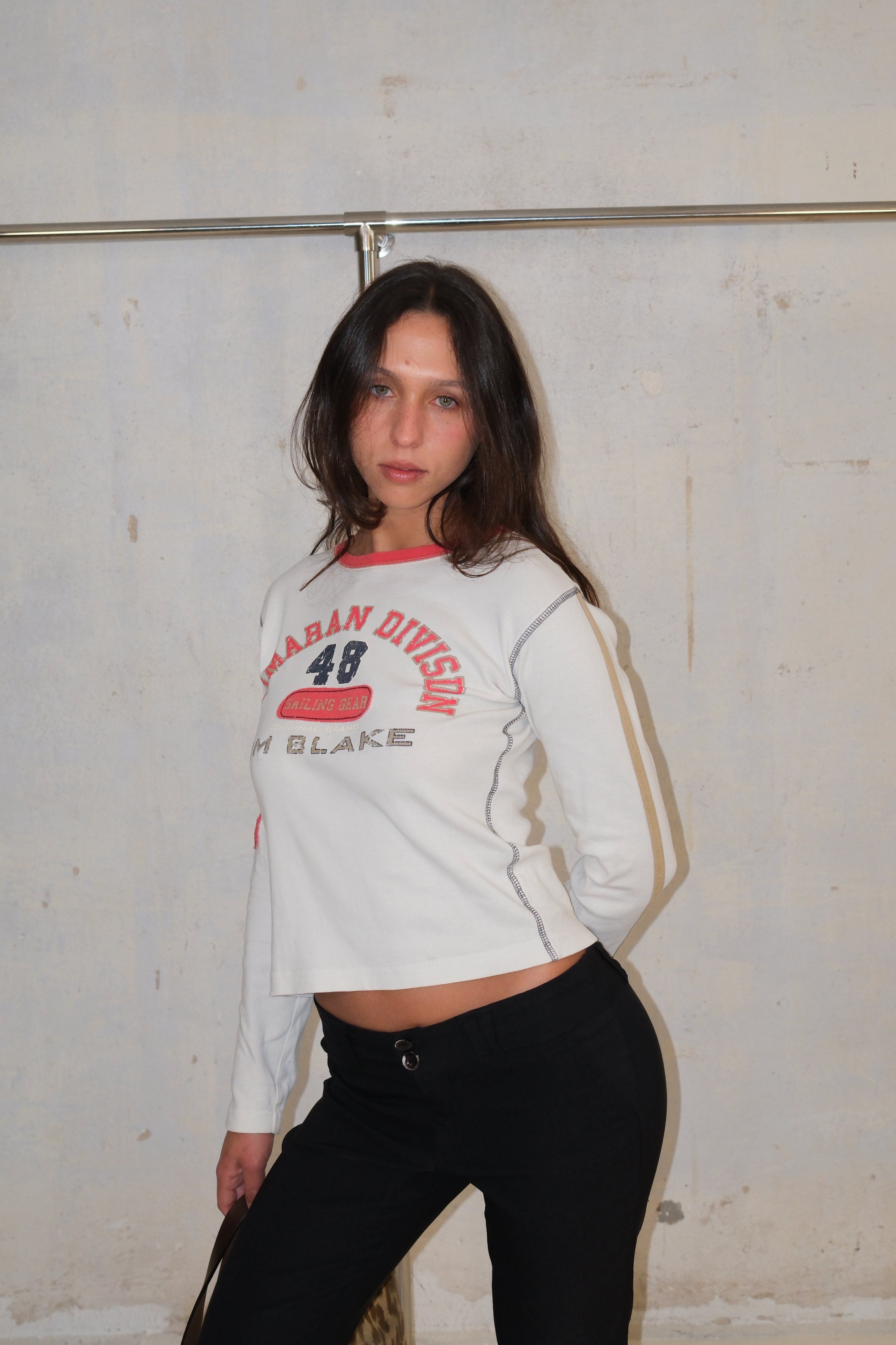 Long Crop Top With Text And Patches