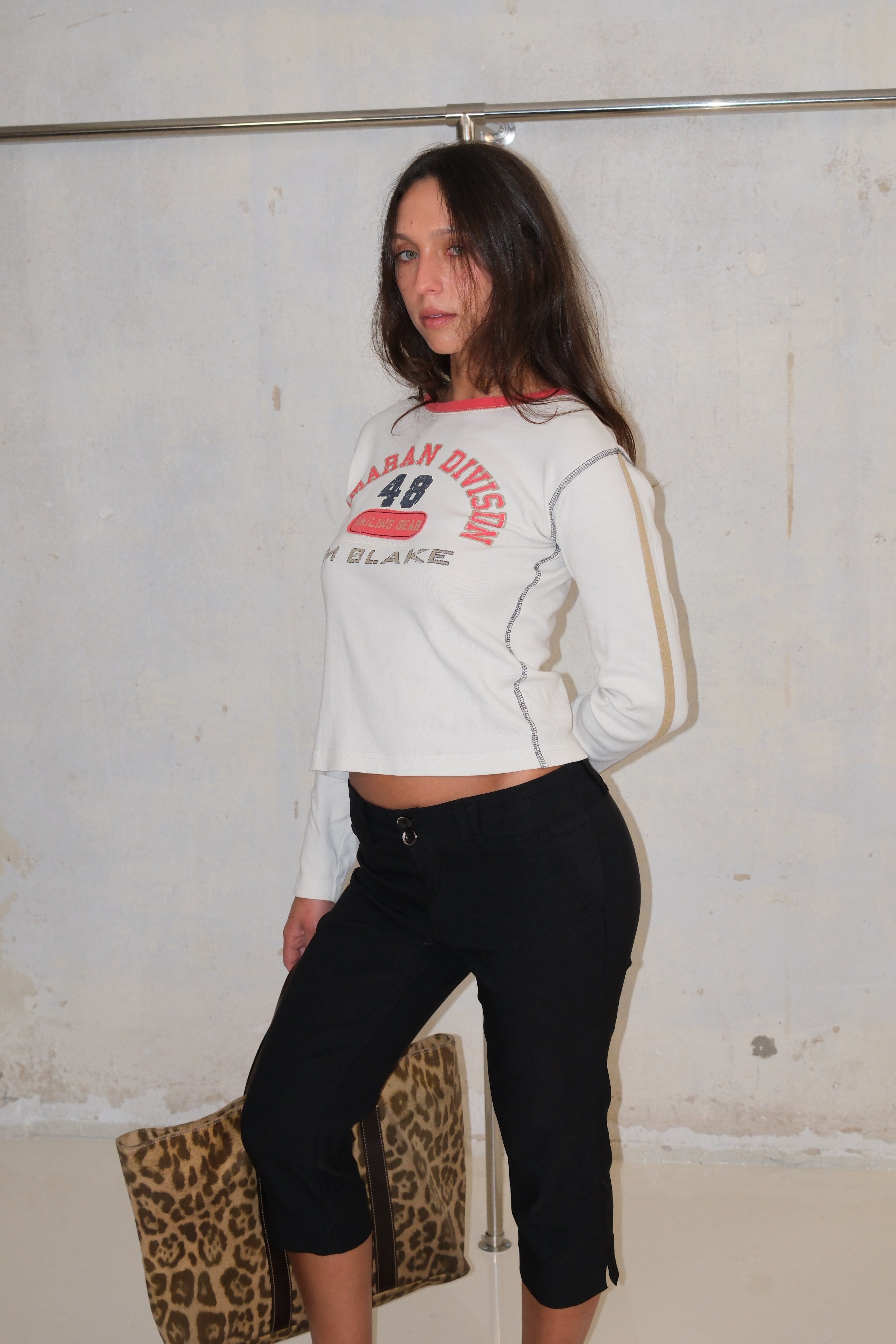 Long Crop Top With Text And Patches