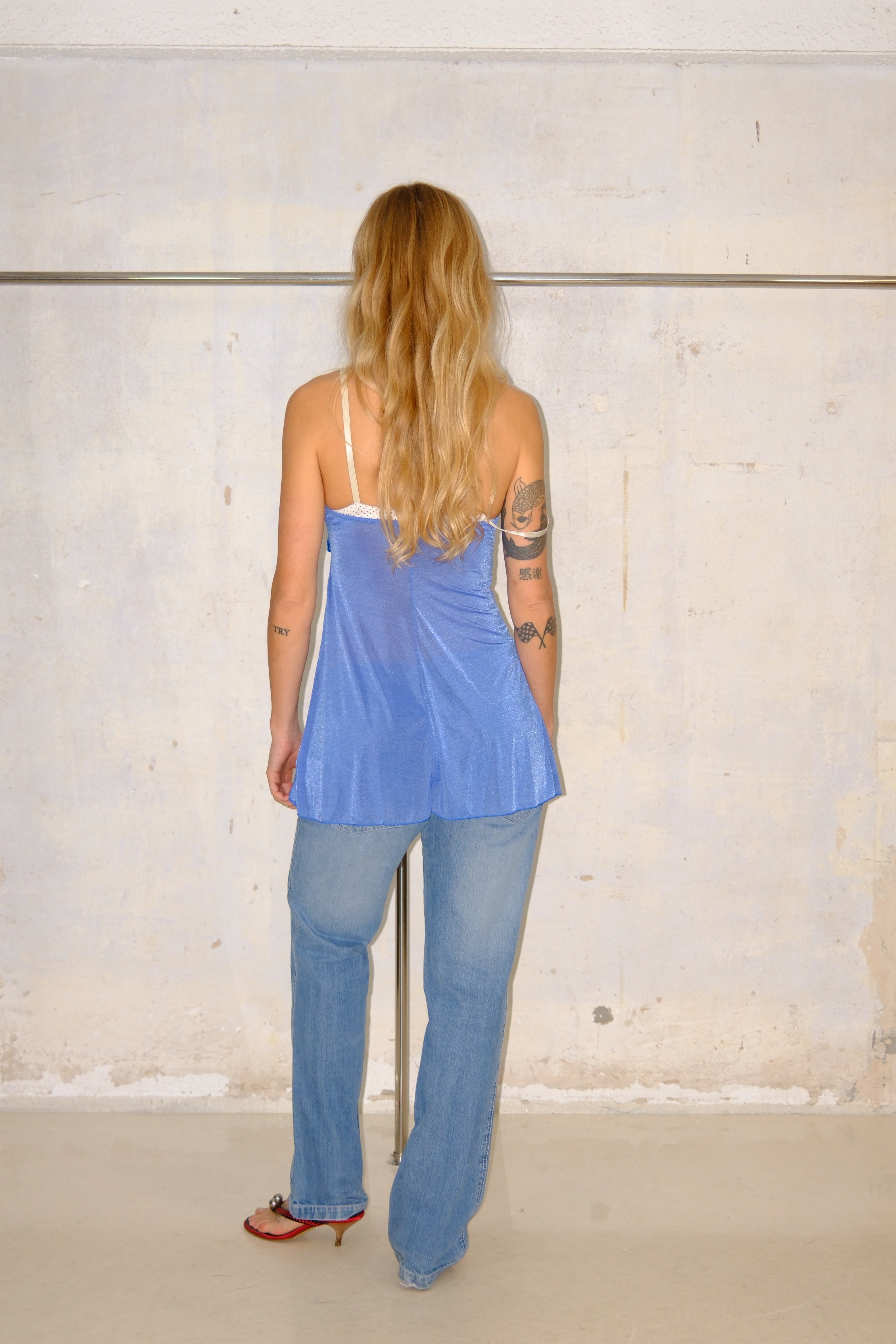CUTE SHINY BLUE TOP