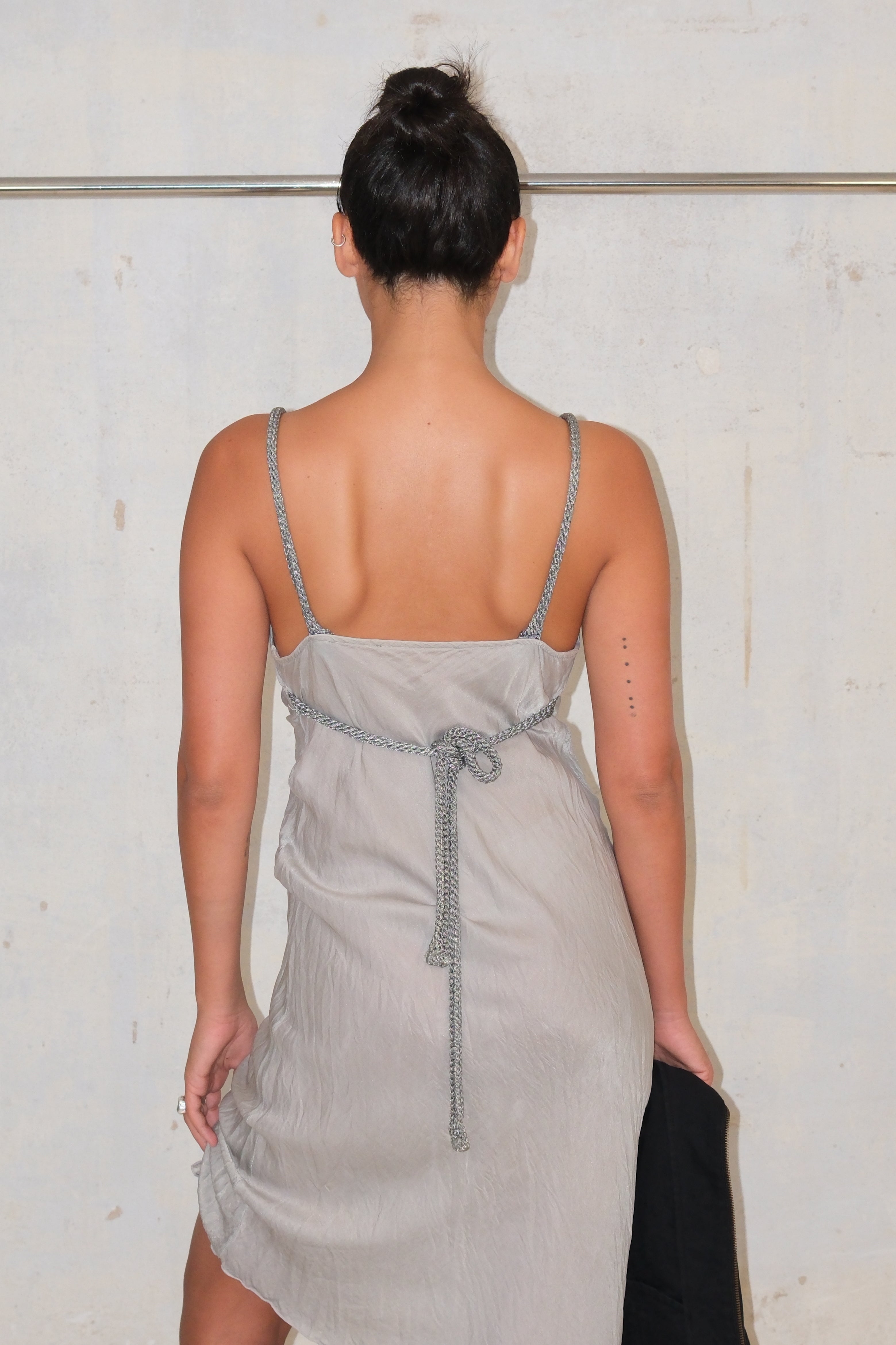 Silver Dress With Back Tie