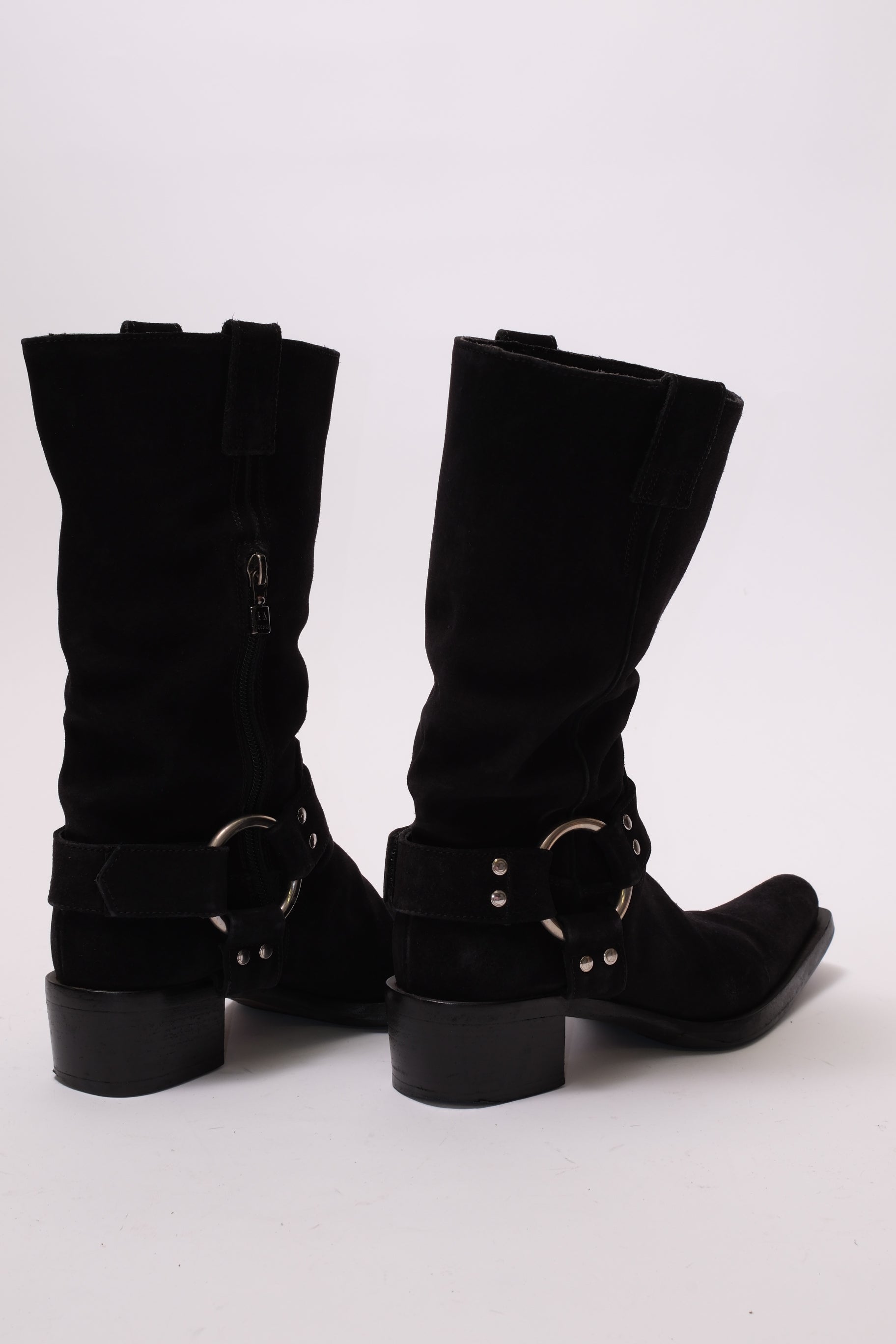 Le Silla western suede leather boots with metal silver buckle 37.5
