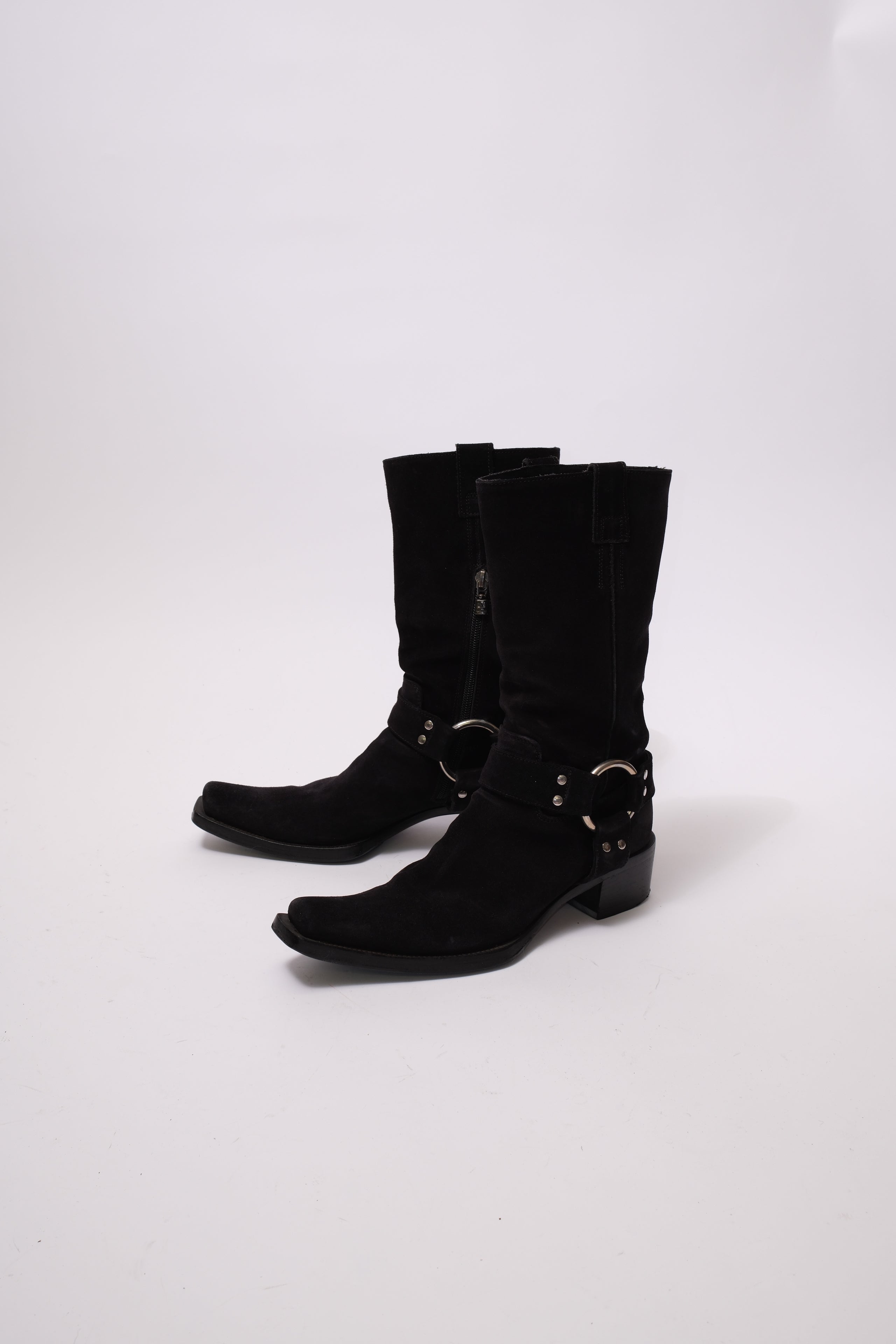 Le Silla western suede leather boots with metal silver buckle 37.5