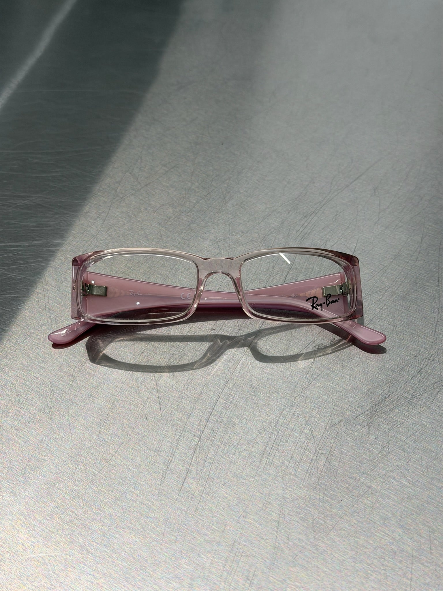 RAYBAN TRANSLUCENT PINK GLASSES WITH BRIGHT PINK TEMPLES