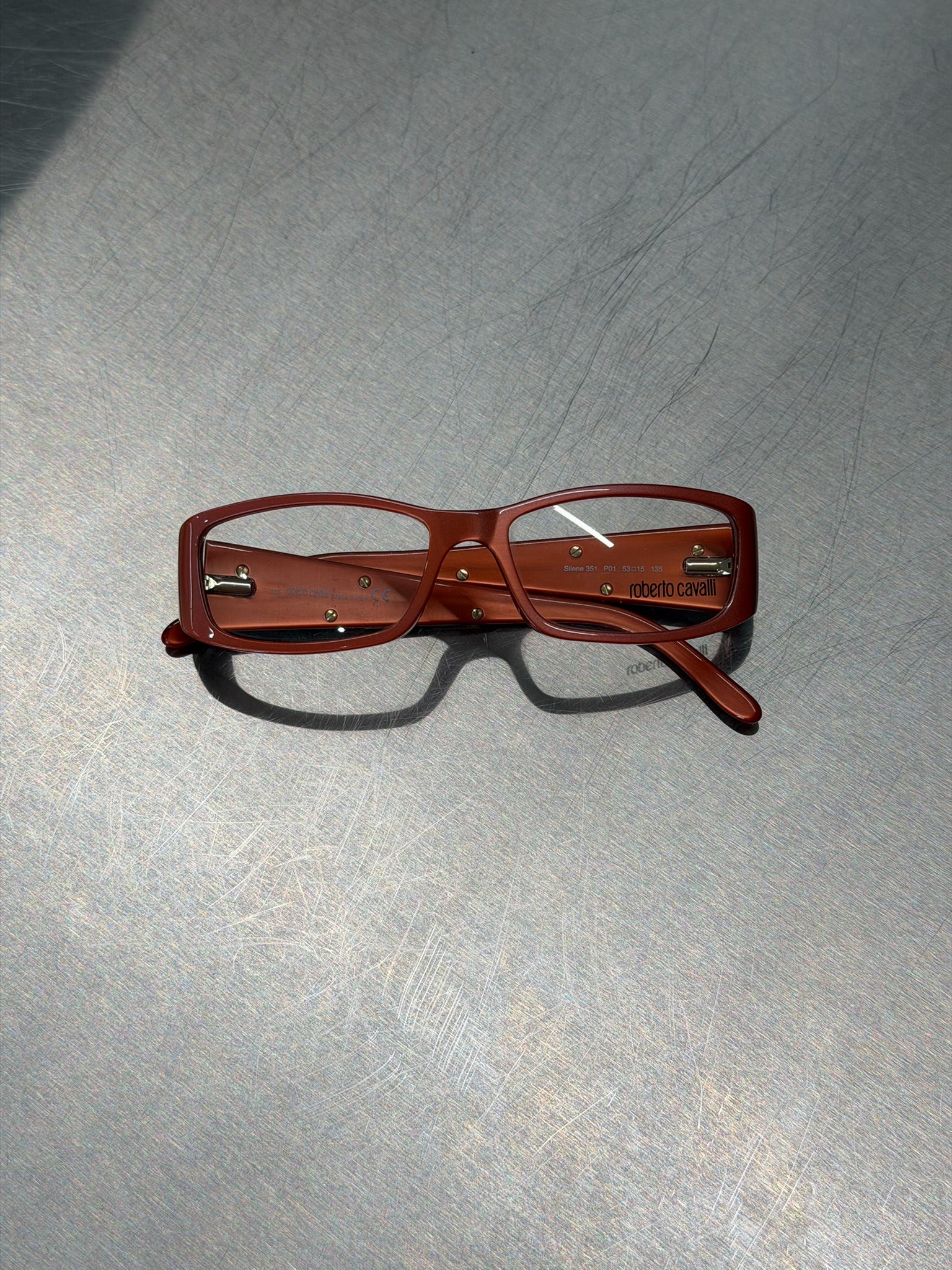 ROBERTO CAVALLI CORAL GLASSES WITH SILVER DECORATIVE DETAILS