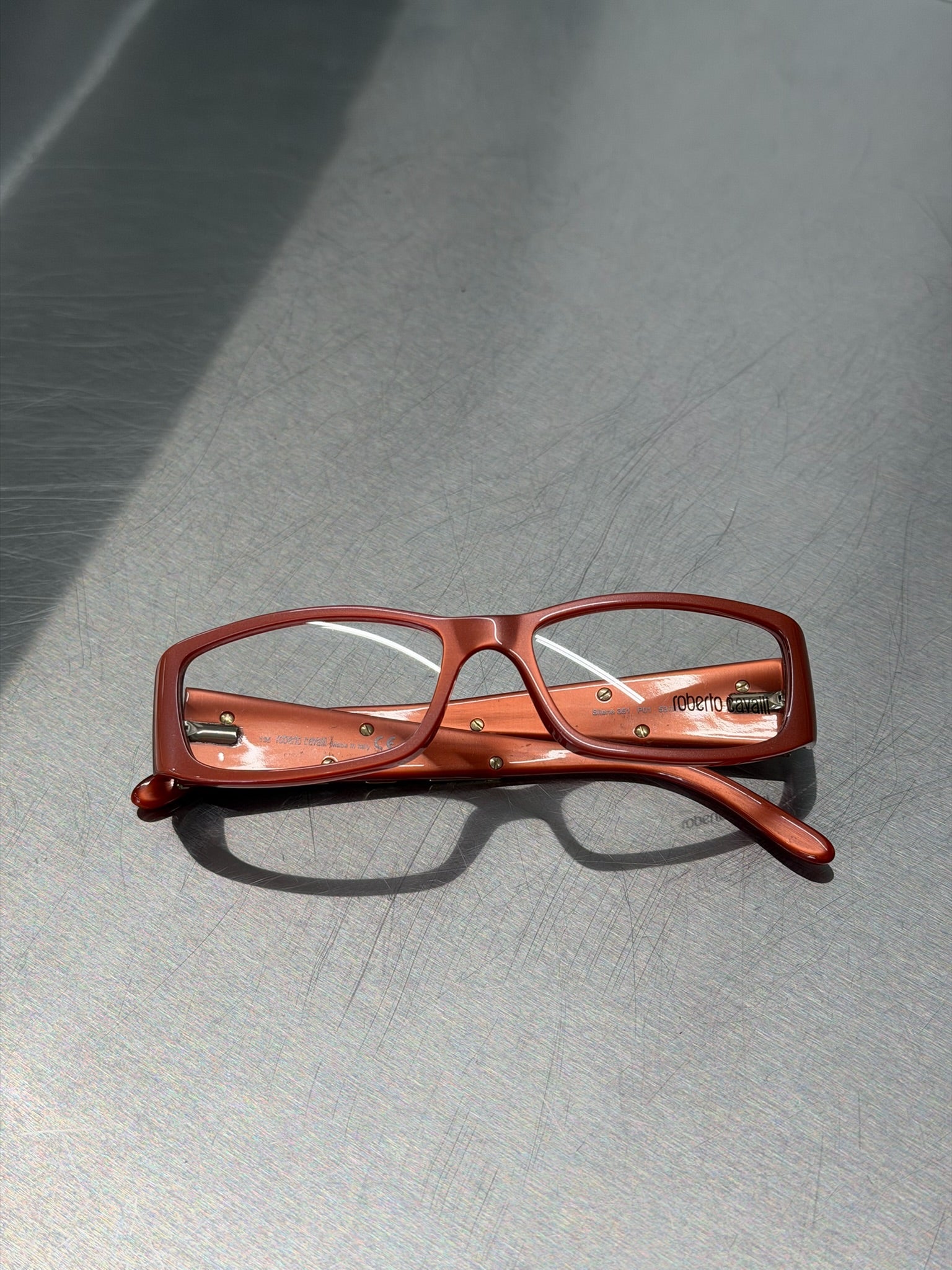 ROBERTO CAVALLI CORAL GLASSES WITH SILVER DECORATIVE DETAILS