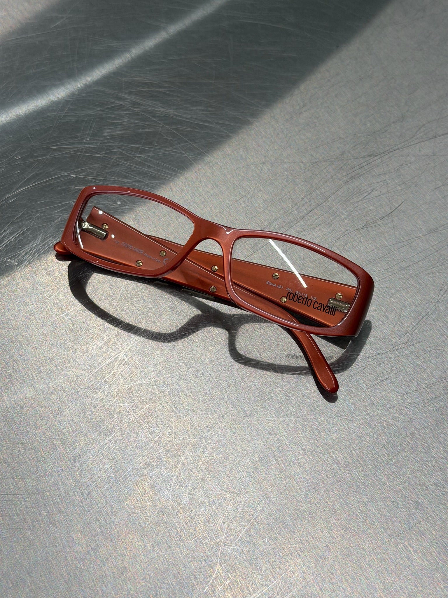 ROBERTO CAVALLI CORAL GLASSES WITH SILVER DECORATIVE DETAILS